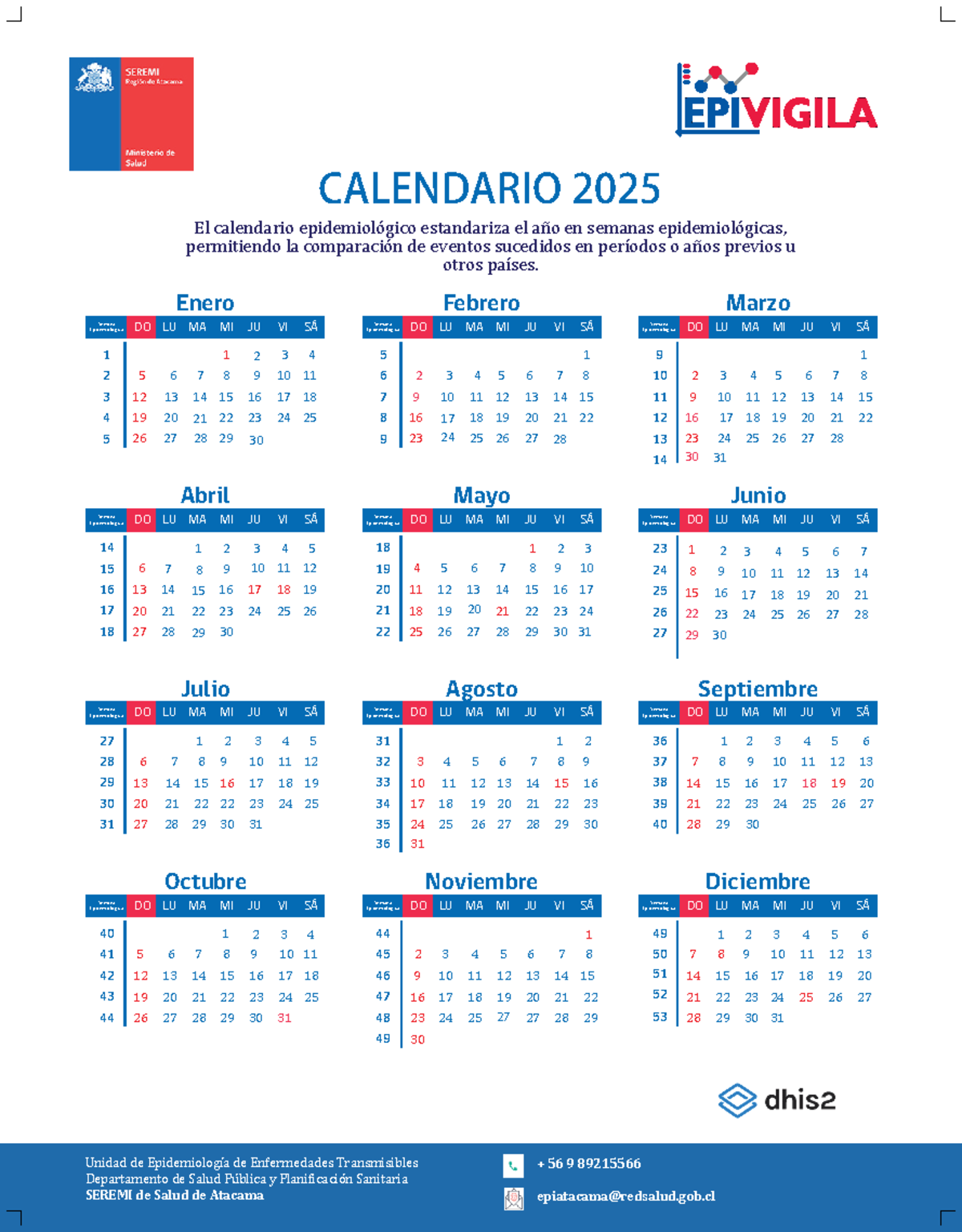 Propuesta 2 Calendario Epidemiologico 2025 Unidad de Epidemiología