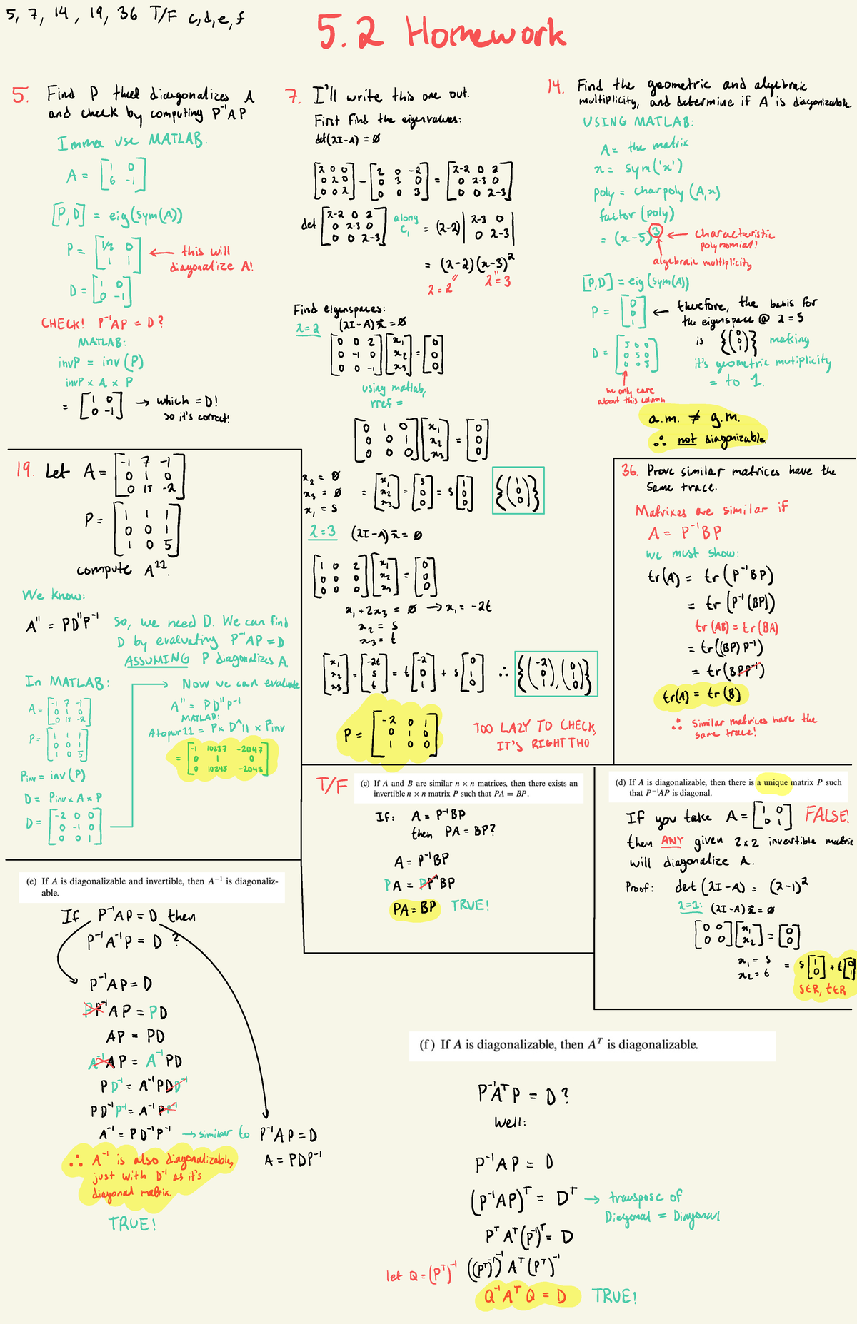 5.2 Problems - LIN ALG HMWRK - REVIEW AND PRACTICE - Math 1Zc3 - Studocu