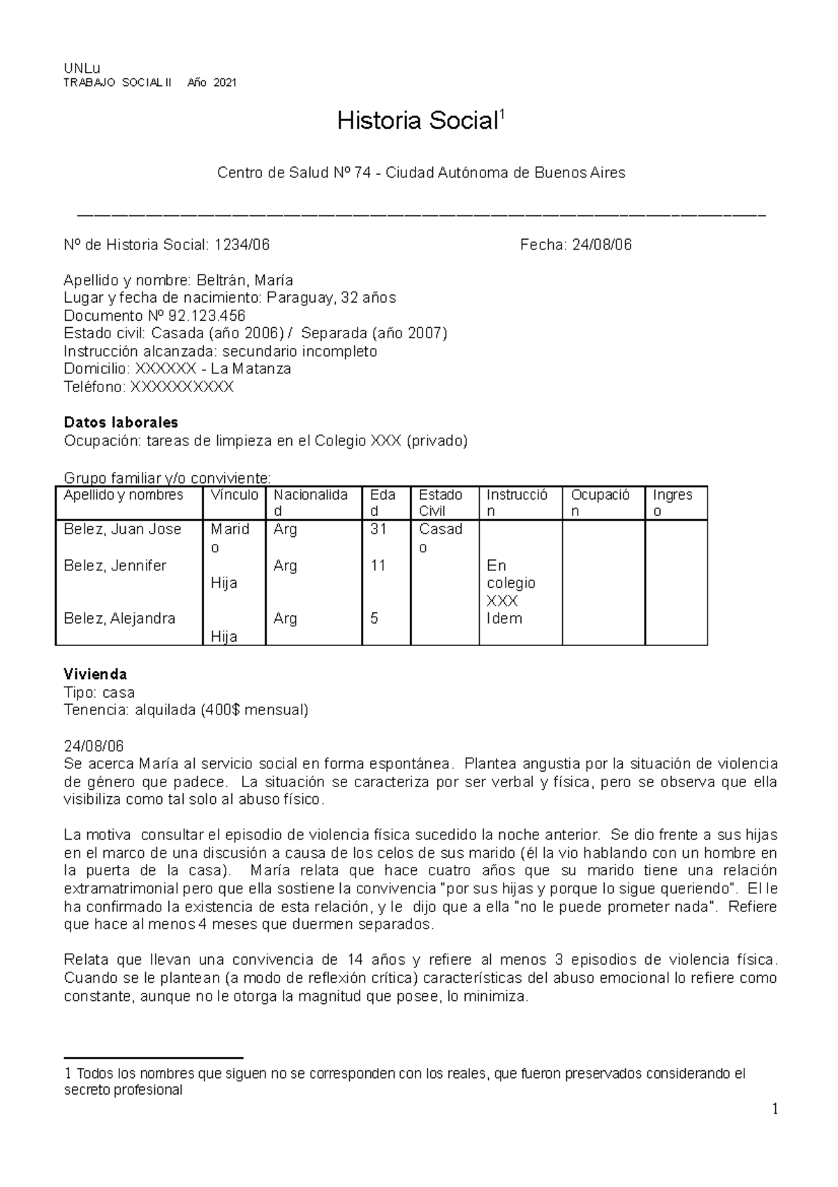 Modelo historia social - UNLu TRABAJO SOCIAL II Año 2021 Historia ...