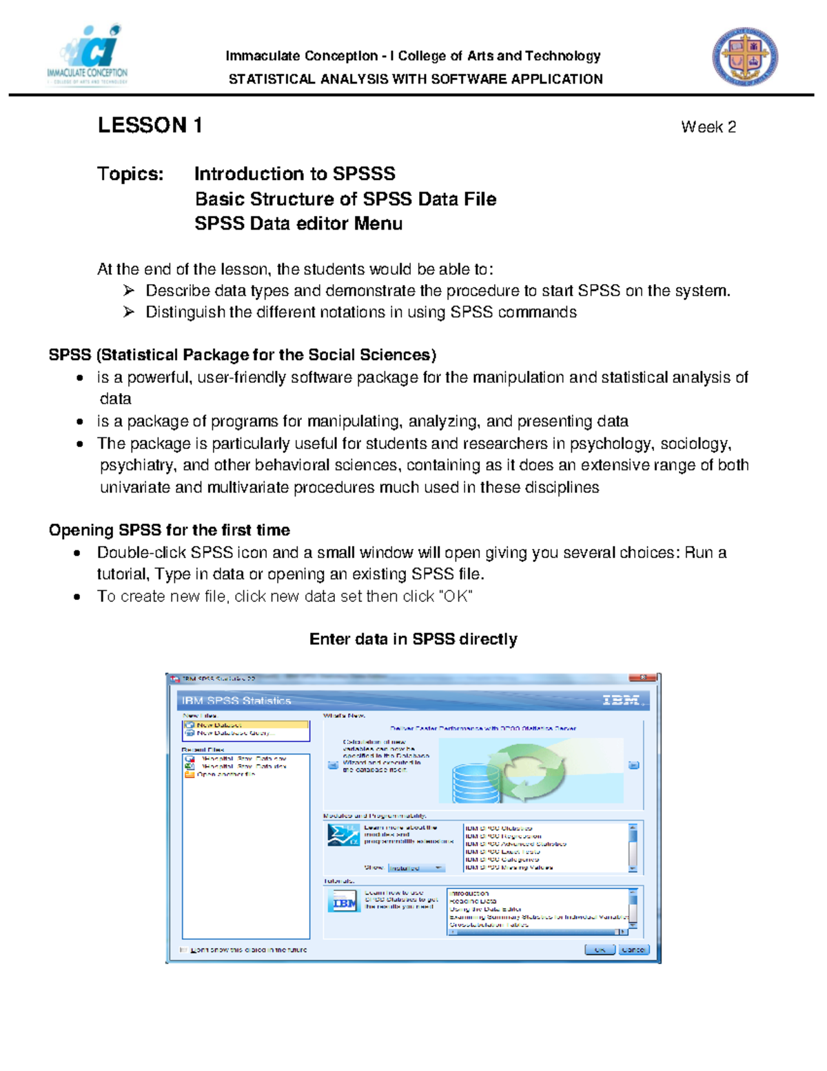 Lesson 1 SPSS - This is about SPSS. - STATISTICAL ANALYSIS WITH ...