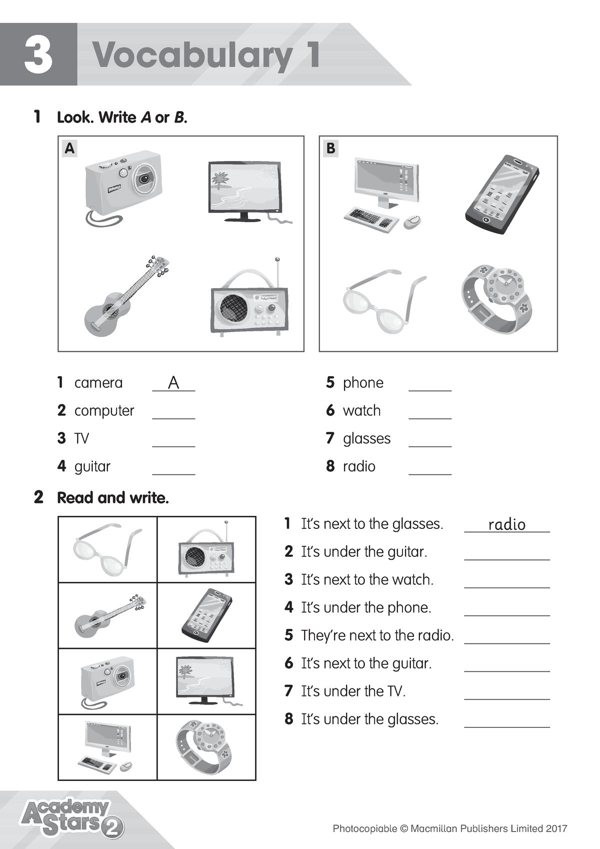 AS2 U3 WS - revision unit 3 - Vocabulary 1 3 1 Look. Write A or B. 1 ...