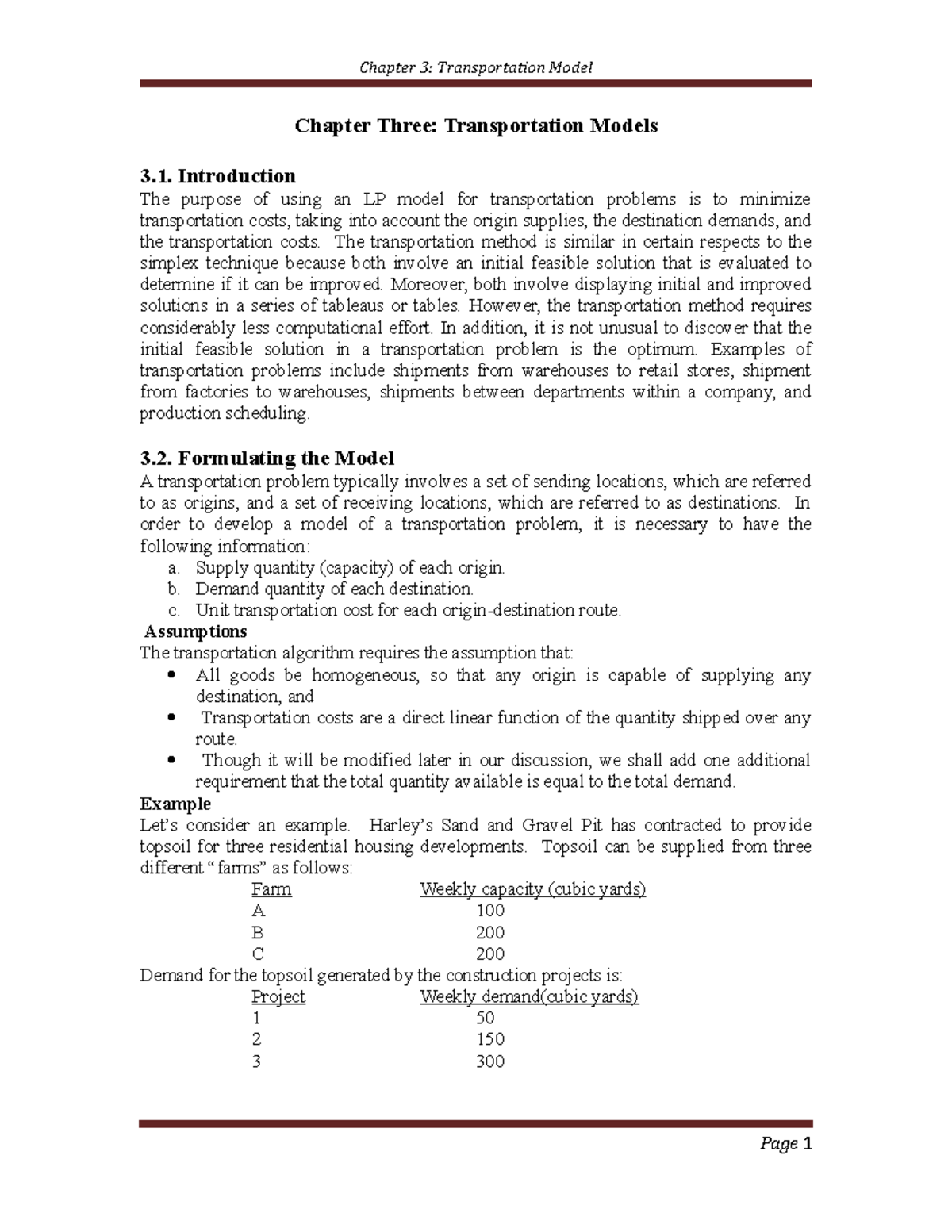 Chap3-Transportation Models-Edited - Chapter Three: Transportation ...