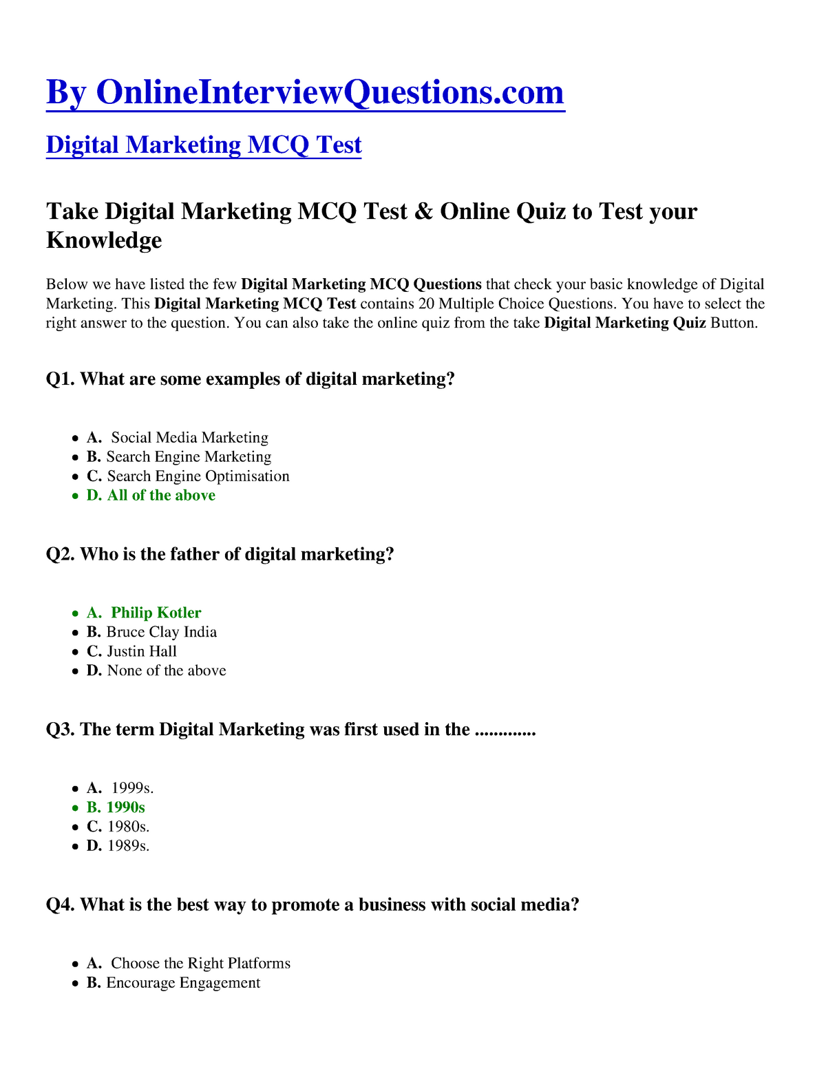 marketing research multiple choice questions and answers