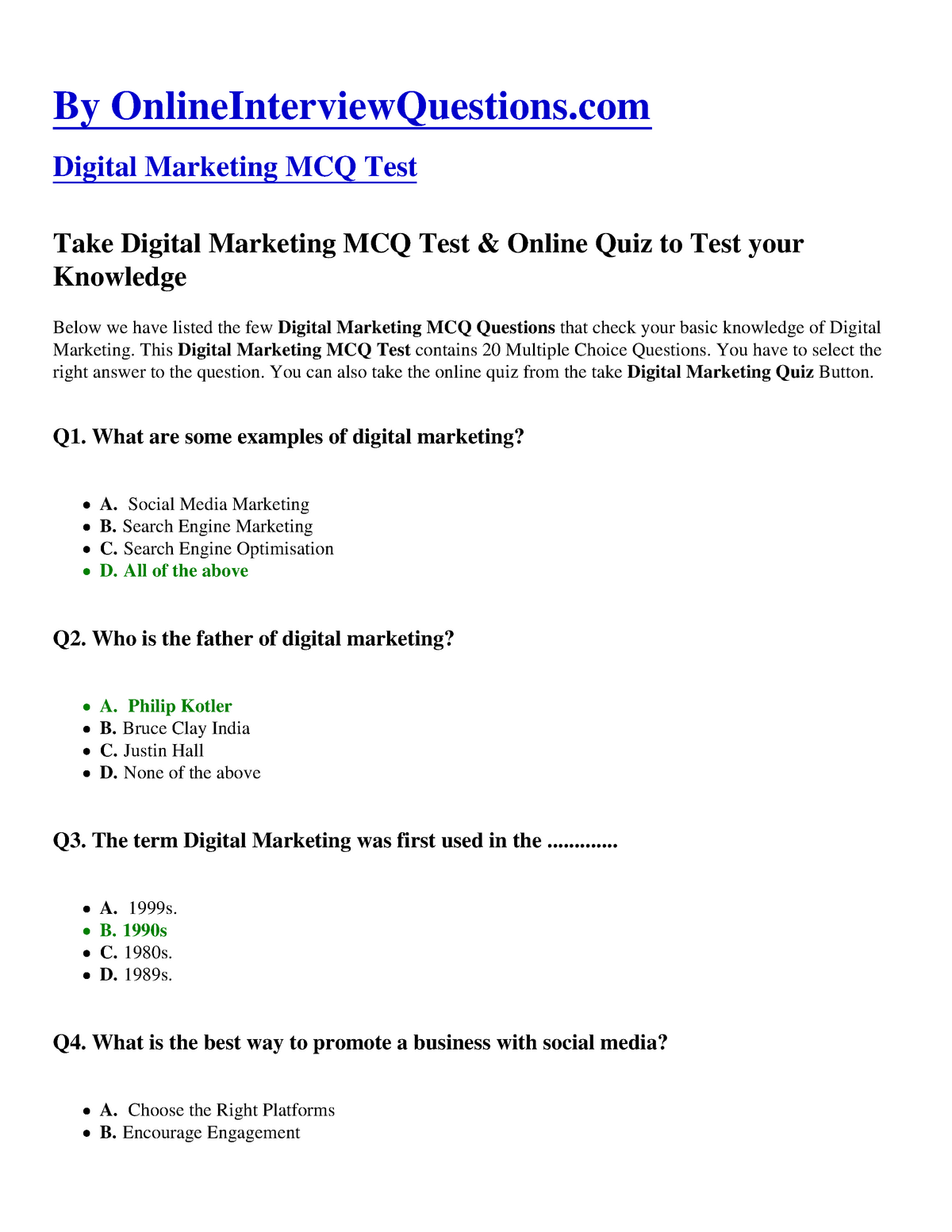 Marketing Multiple Choice Questions Hopperpna