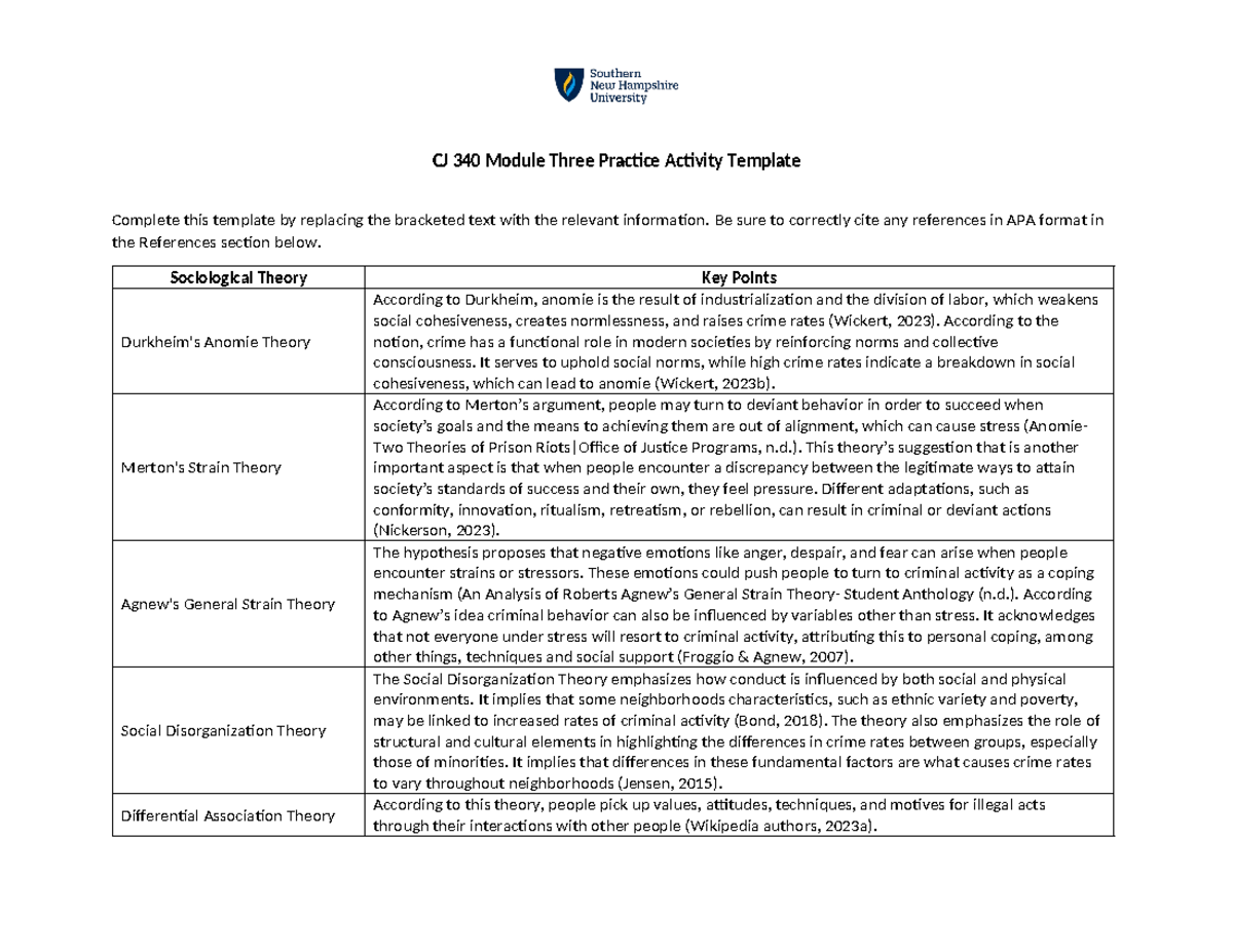 CJ 340 Module Three Practice Activity Template - CJ 340 Module Three ...