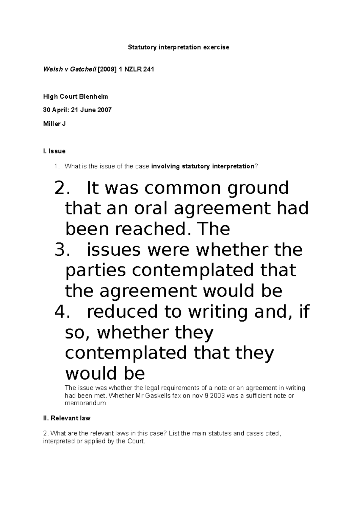 Statutory Interpretation Exercise Issue What Is The Issue Of The Case Statutory Interpretation Exercise Issue What Is The Issue Of The Case