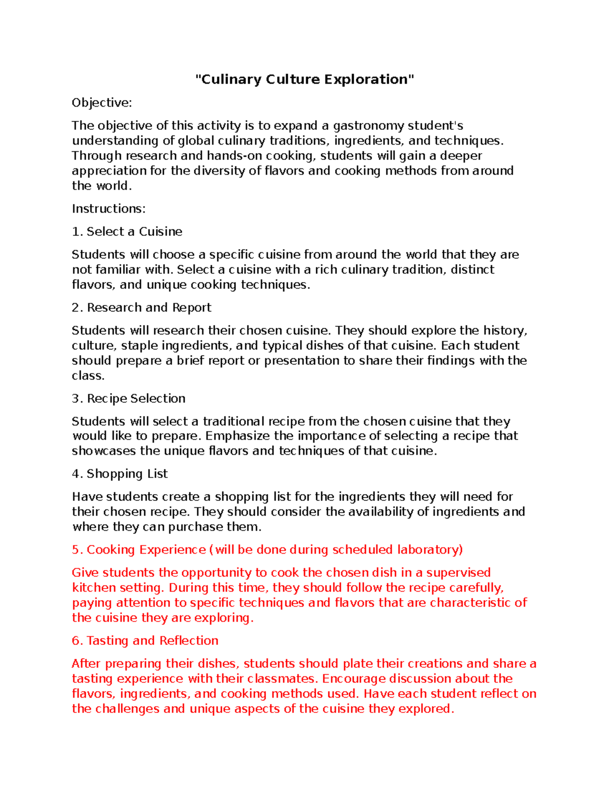 Culinary Culture Exploration - 