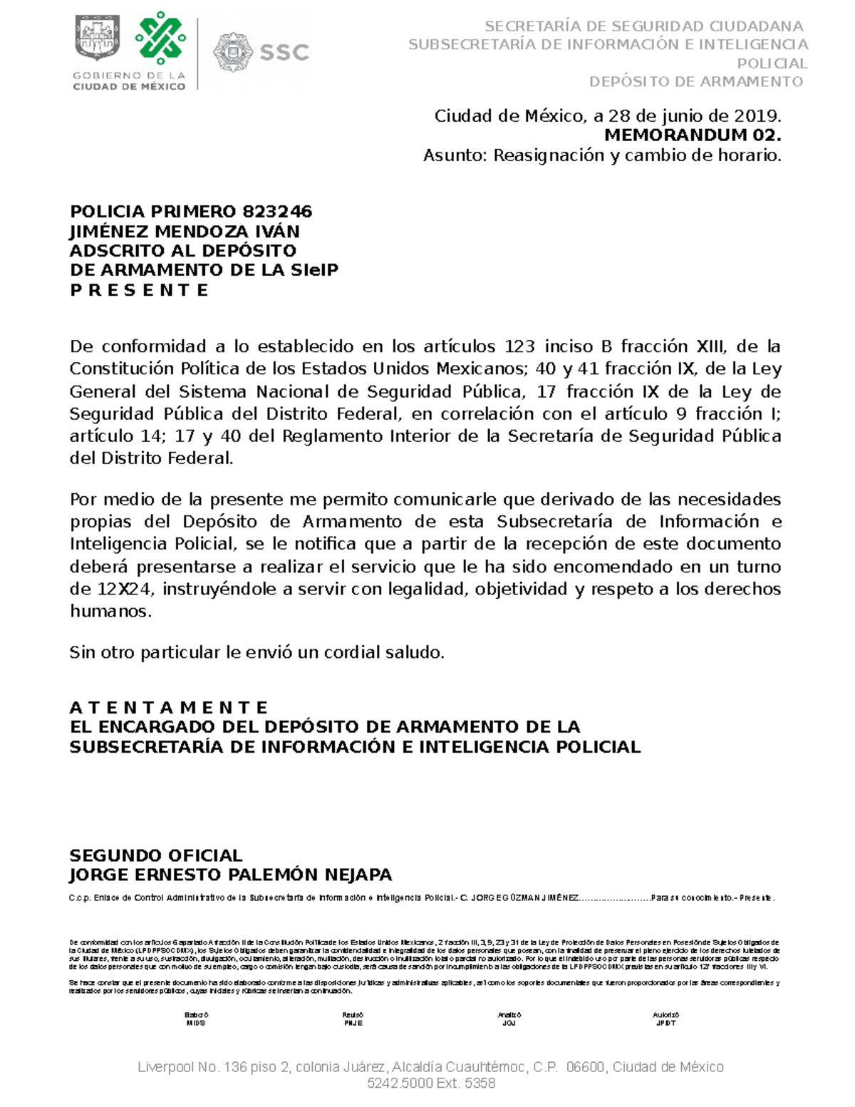 Memorandum 2 SDFSDFDS SECRETARÍA DE SEGURIDAD CIUDADANA
