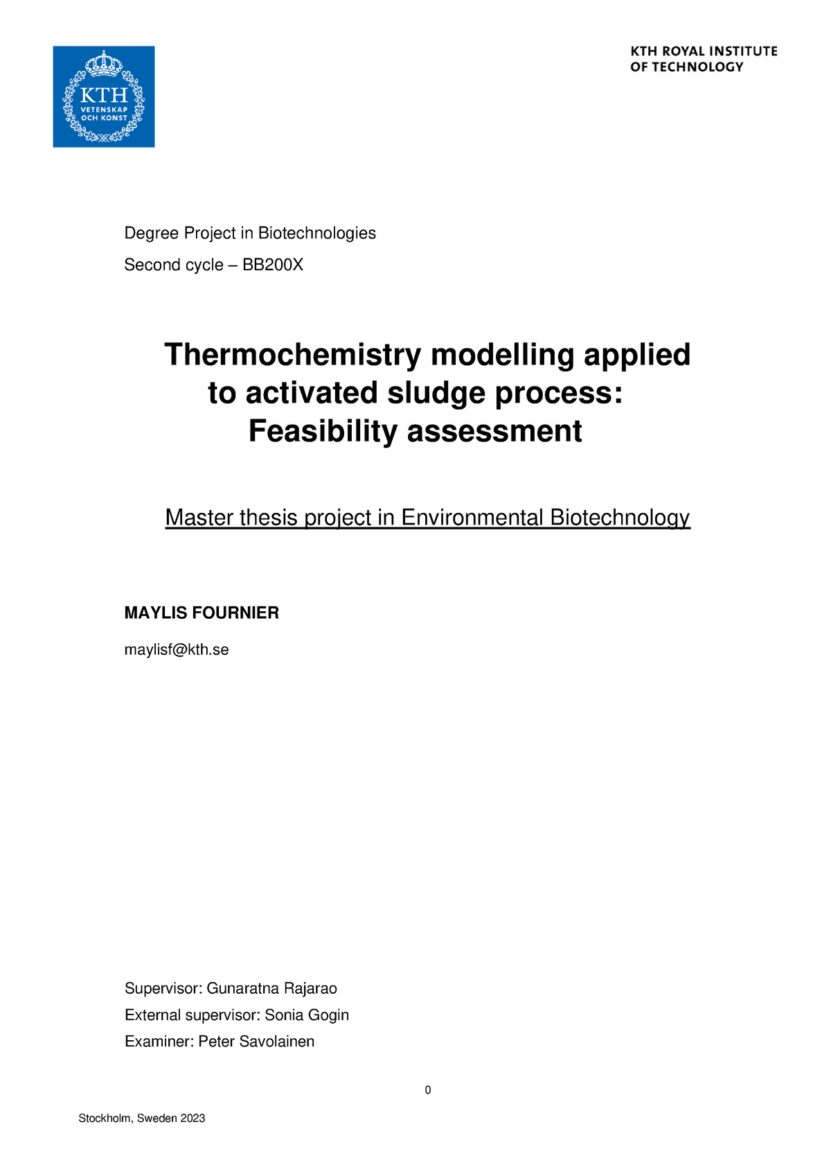 Examensarbete Inom Bioteknik - 0 Degree Project In Biotechnologies ...