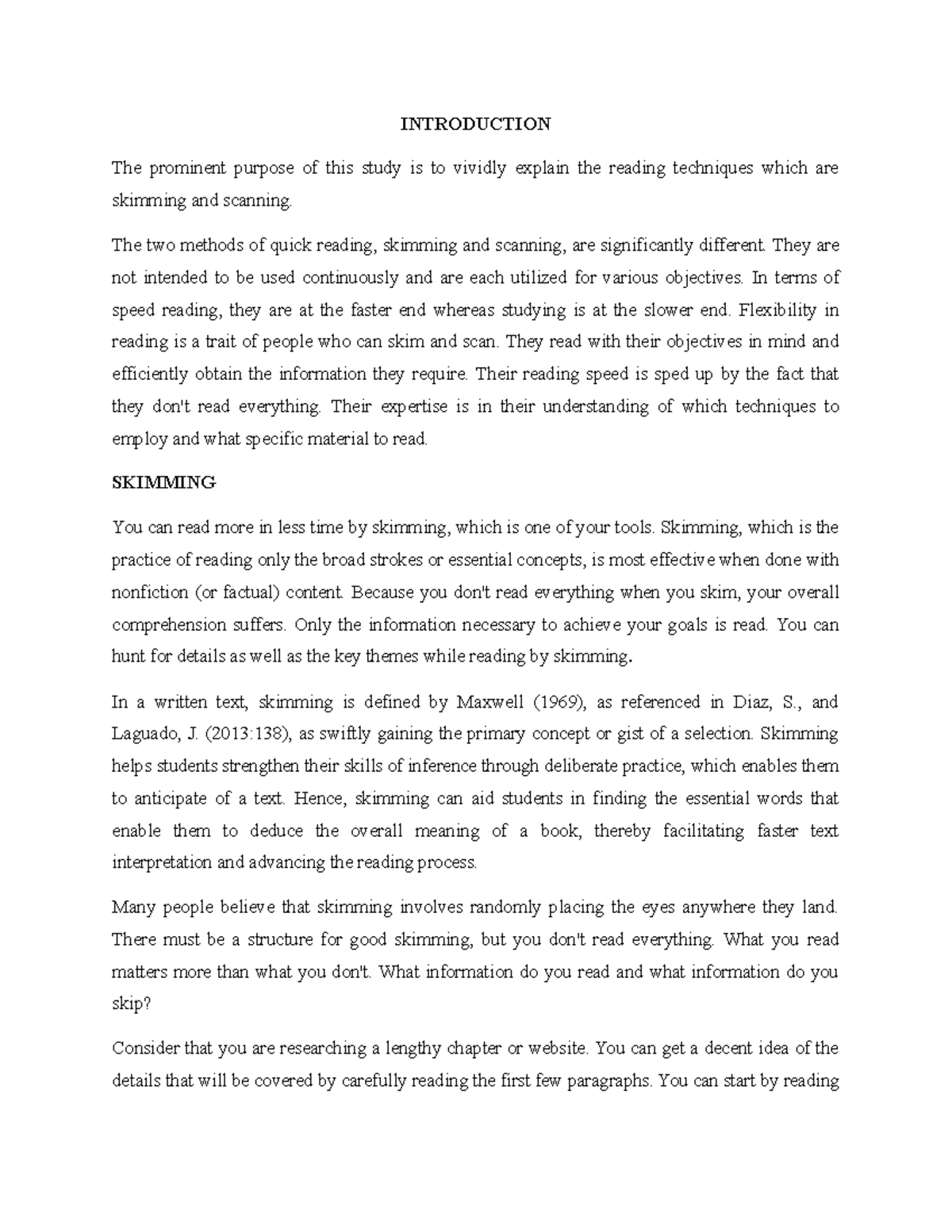 Skimming and scanning in communication skills INTRODUCTION The