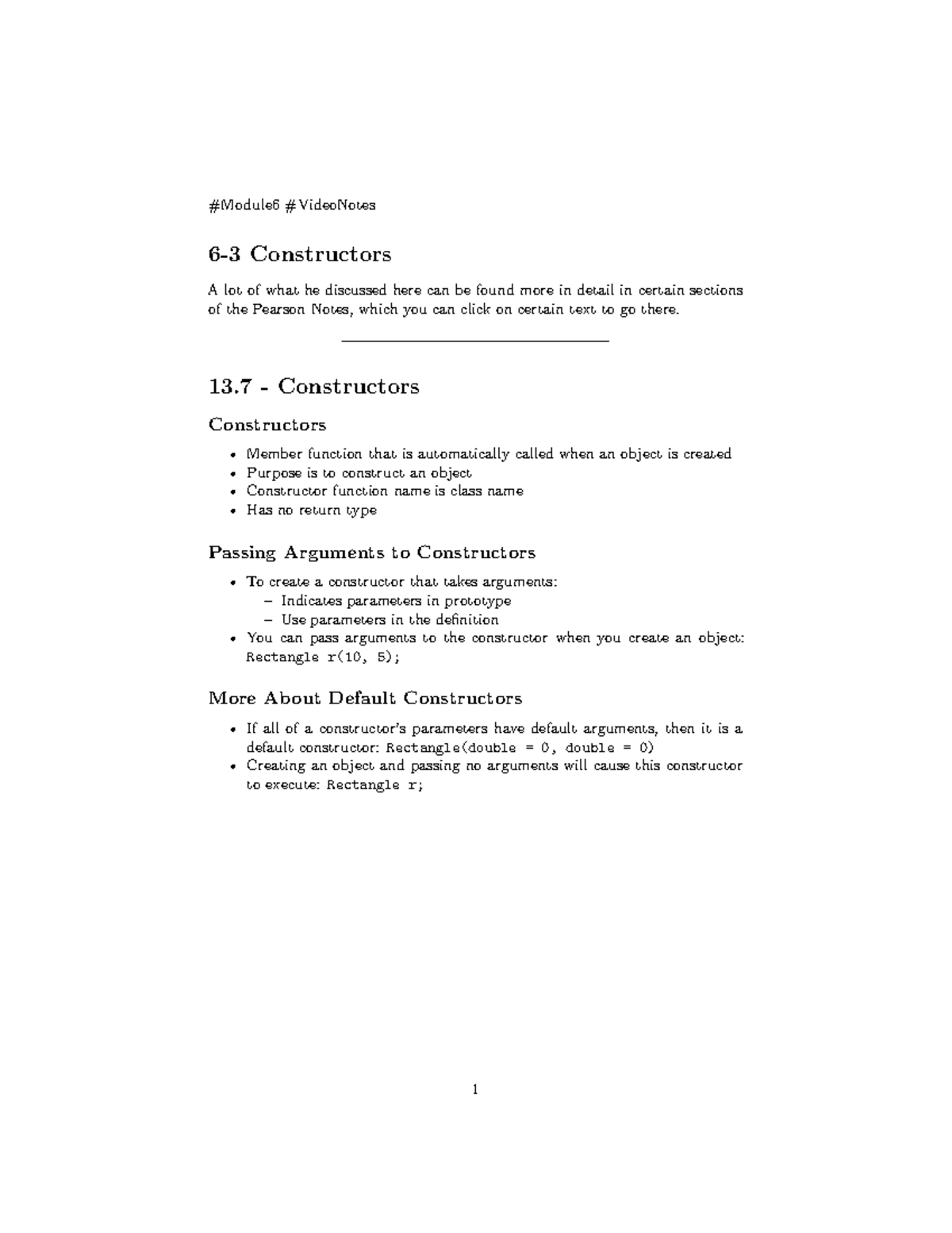 (3) 6-3 Constructors - #Module6 #VideoNotes 6-3 Constructors A lot of ...
