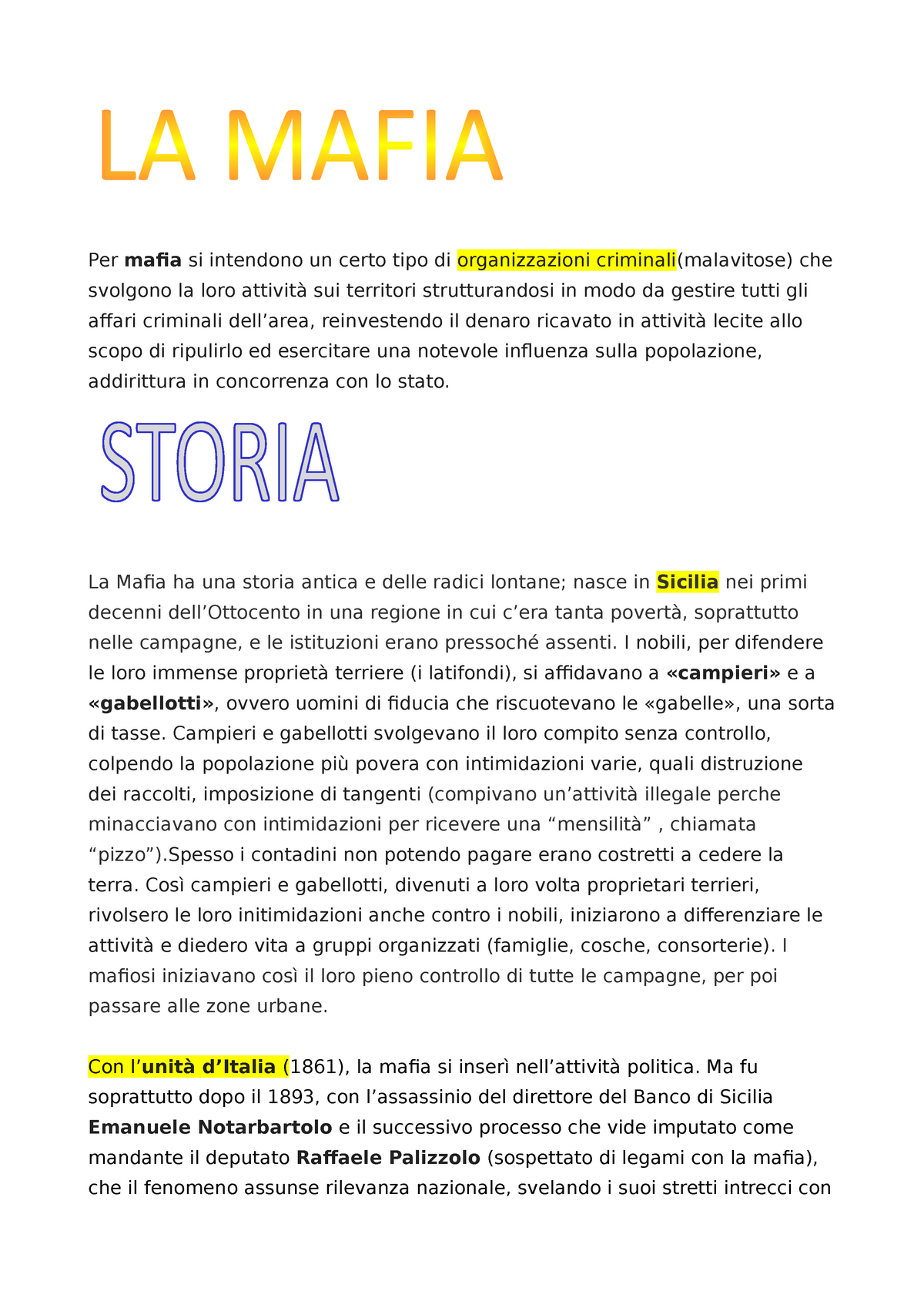 Mafia E Gomorra RIASSUNTO Per Mafia Si Intendono Un Certo Tipo Di Organizzazioni Studocu