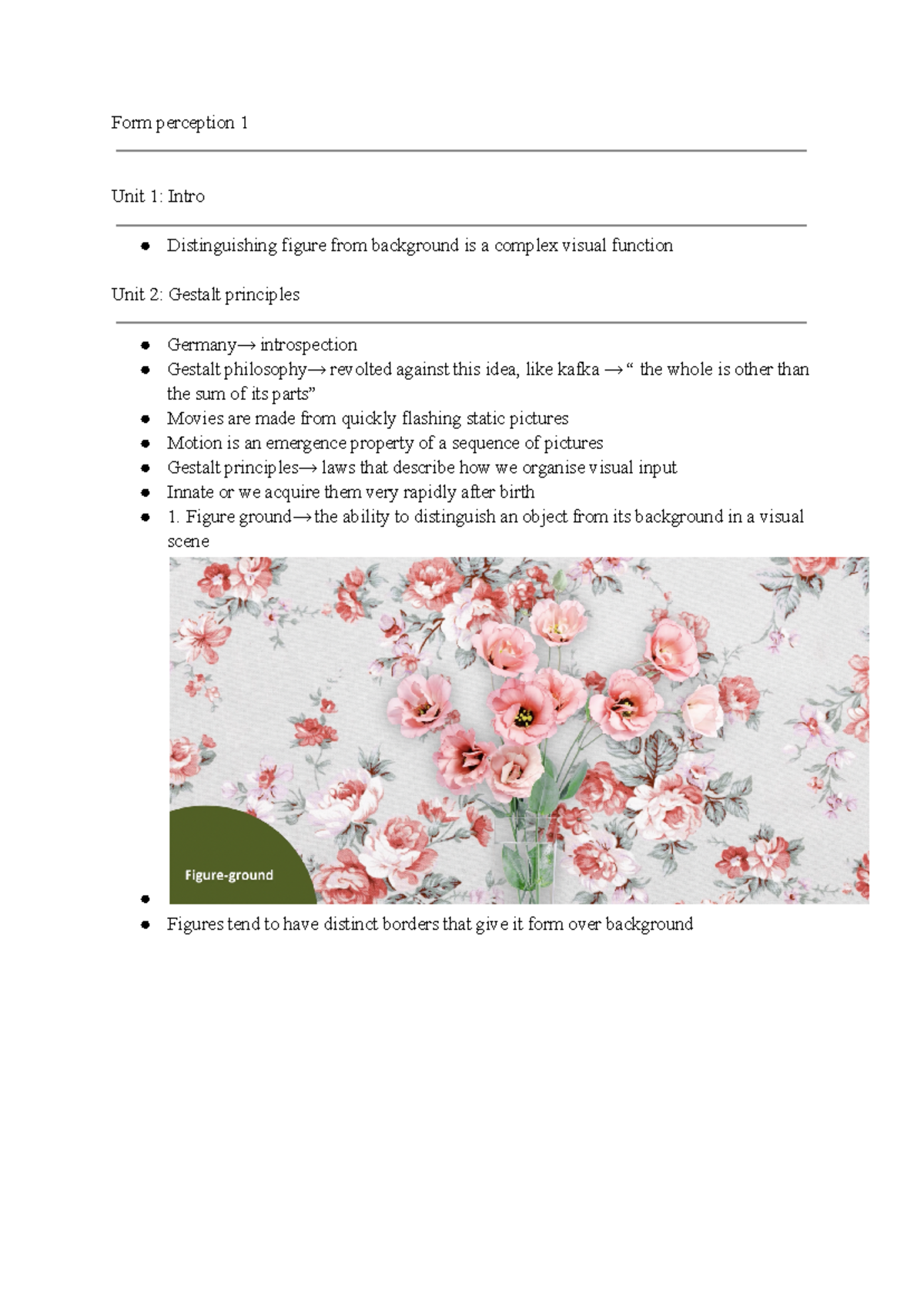 Form perception 1 and 2 - my notes on this topic - Form perception 1 ...