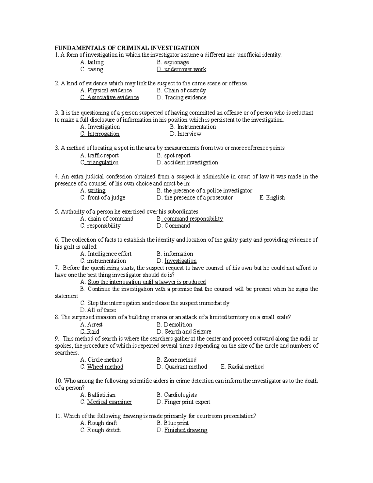 467443392 Fundamentals OF CDI questionnaire - FUNDAMENTALS OF CRIMINAL ...