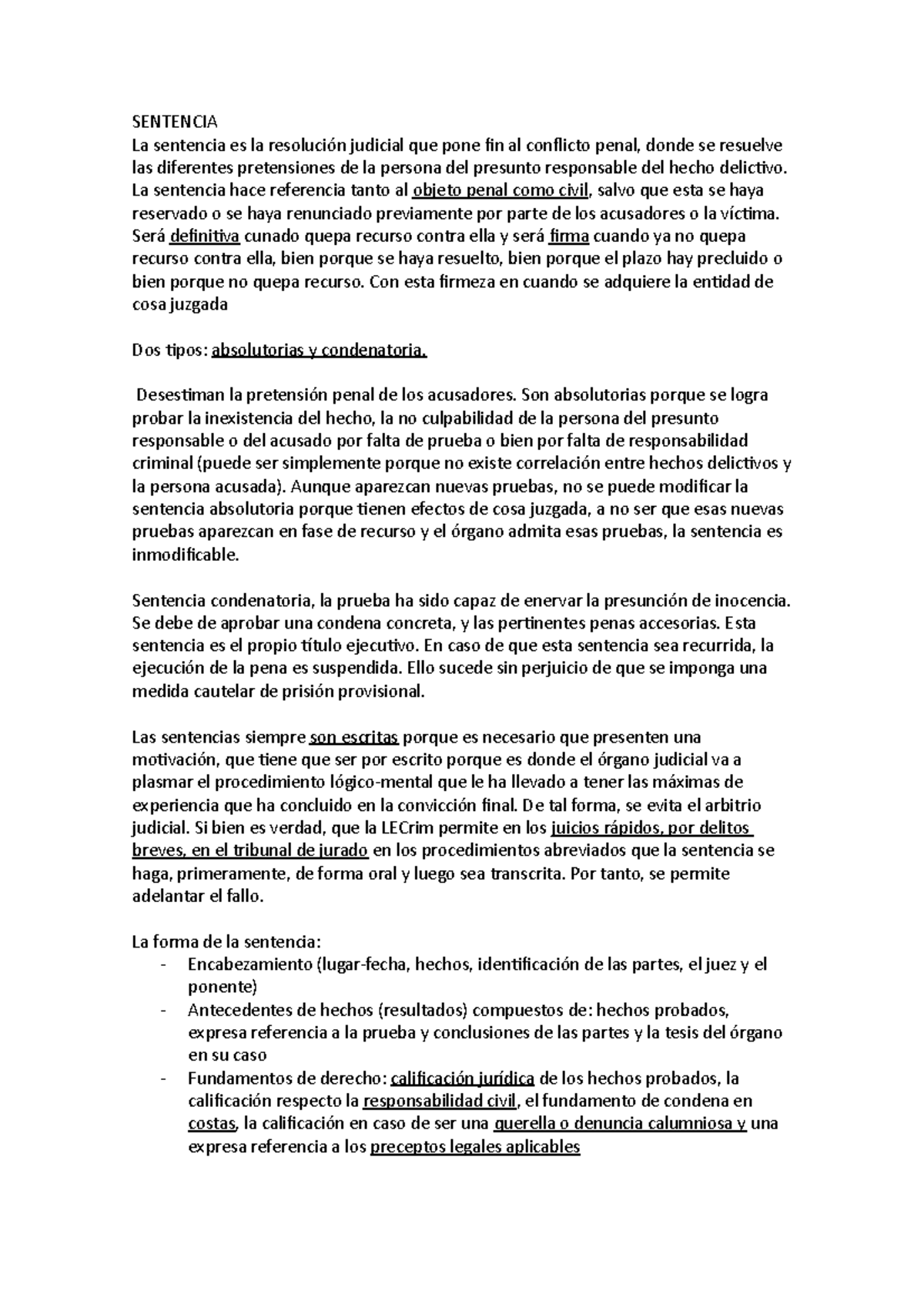 Sentencia Y COSA Juzgada - SENTENCIA La sentencia es la resolución