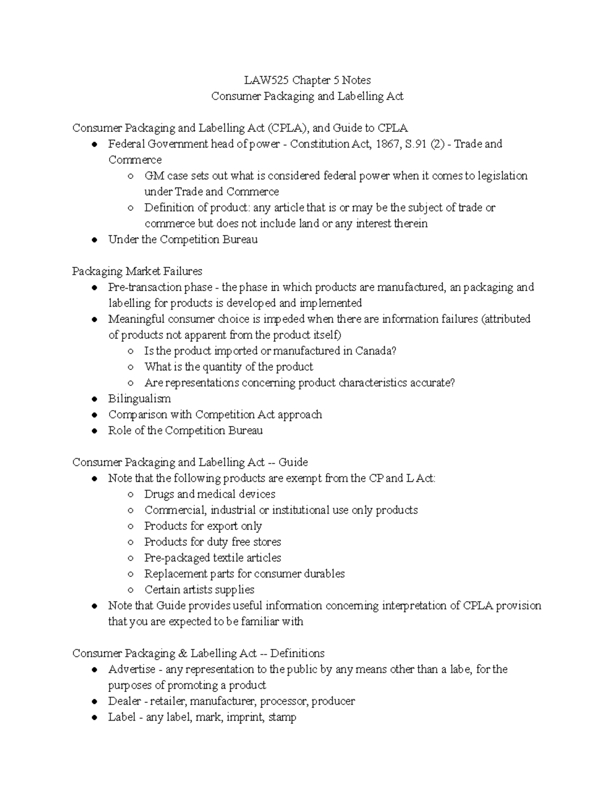LAW525 Chapter 5 Notes n/a LAW525 Chapter 5 Notes Consumer