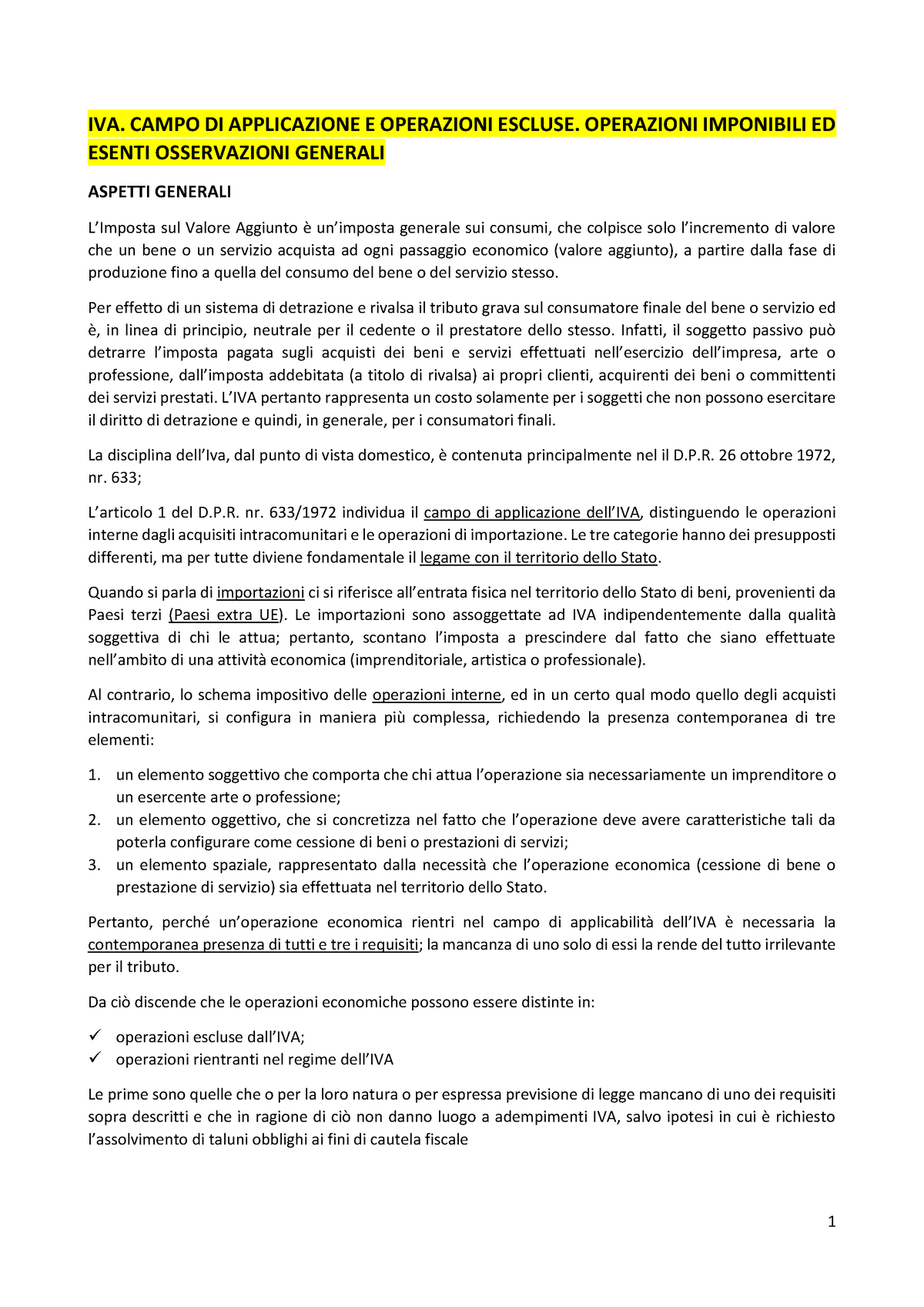 IVA Riassunto IVA utile per esame di stato commercialista Economia