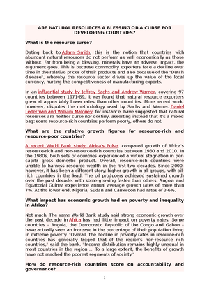 2. ARE Natural Resources A Blessing OR A Curse FOR Developing Countries ...