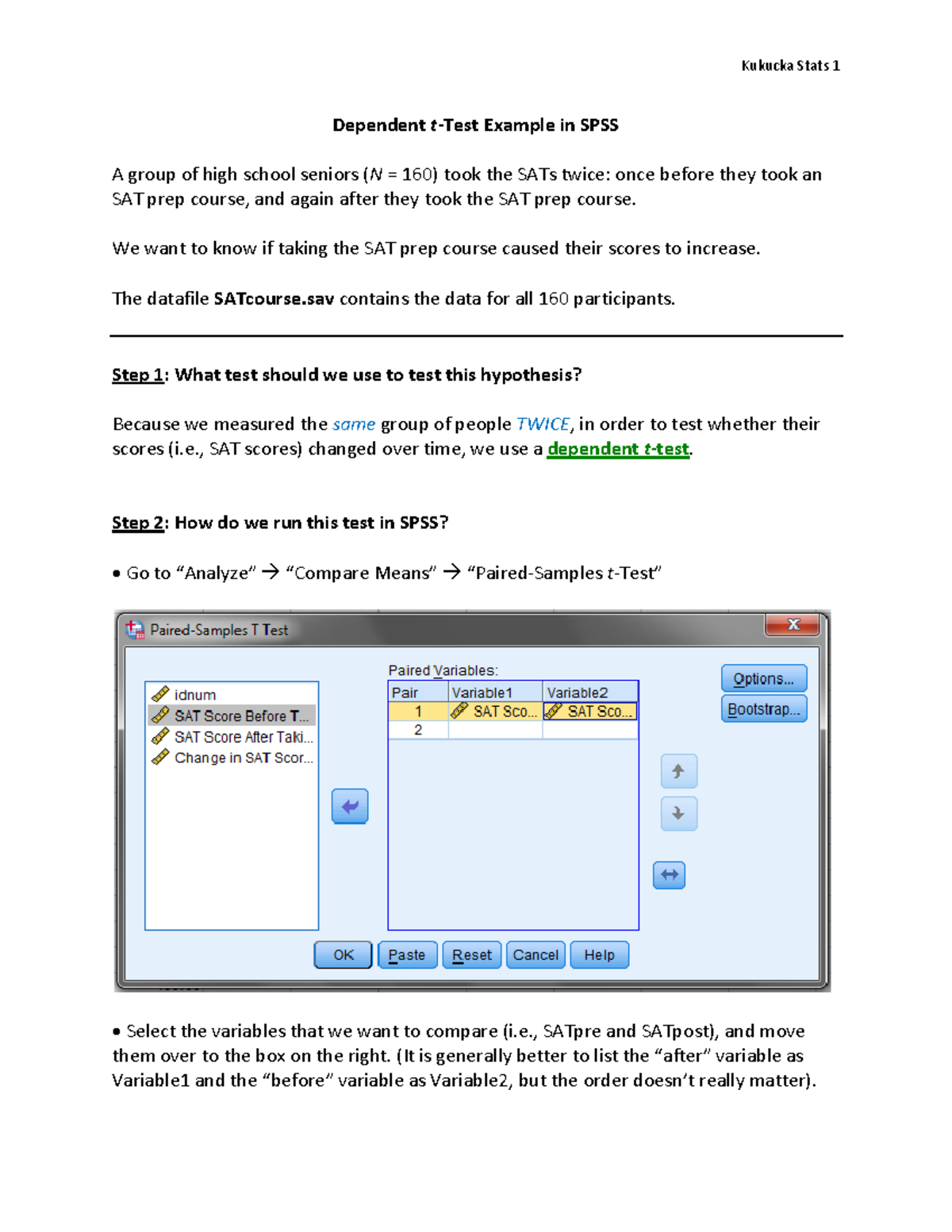 Dependent T How To Psyc 212 Behavioral Statistics Studocu