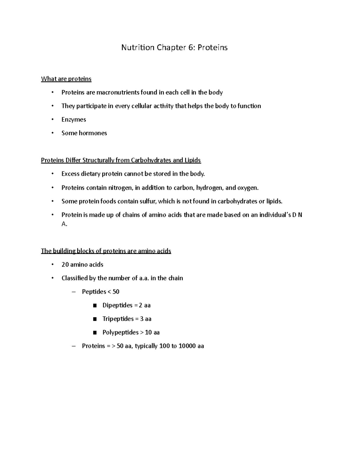 Nutrition Chapter 6 Proteins Nutrition Chapter 6 Proteins What are proteins Proteins are