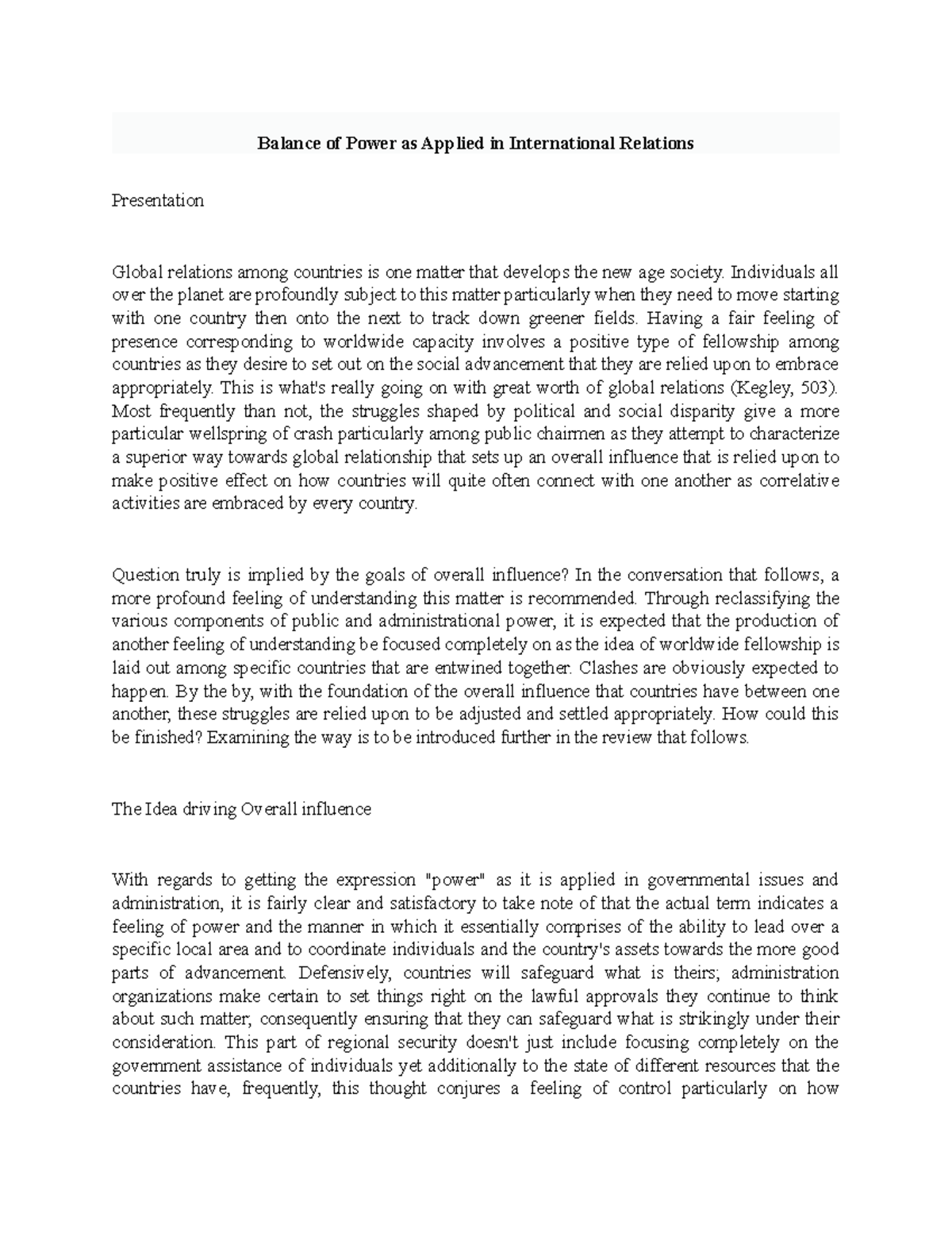 Balance of Power as Applied in International Relations - Basic Research ...