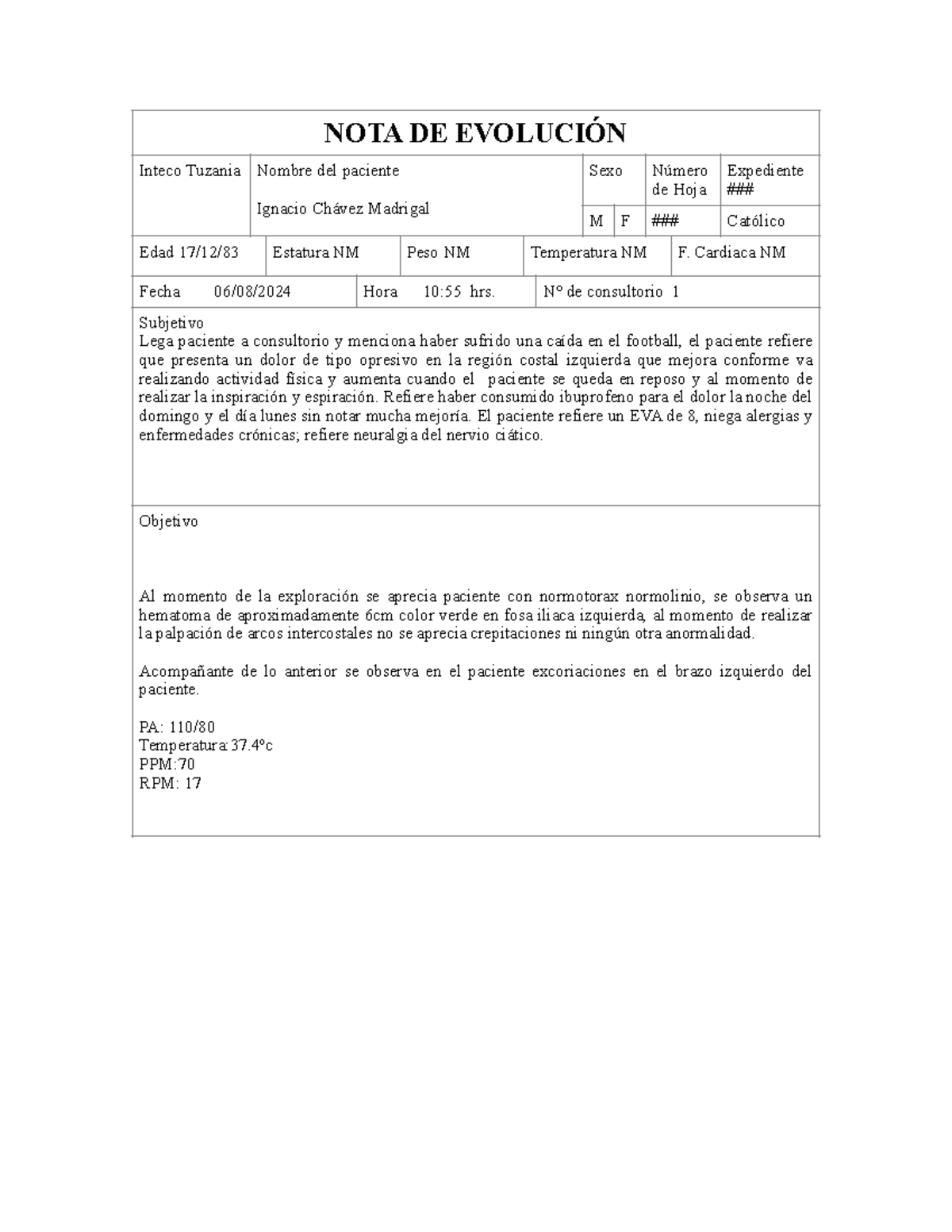 Nota-de-evolucion 2 - 2ceuh1u2 2bcei1 u12cbj u2ecb u21gce - NOTA DE ...