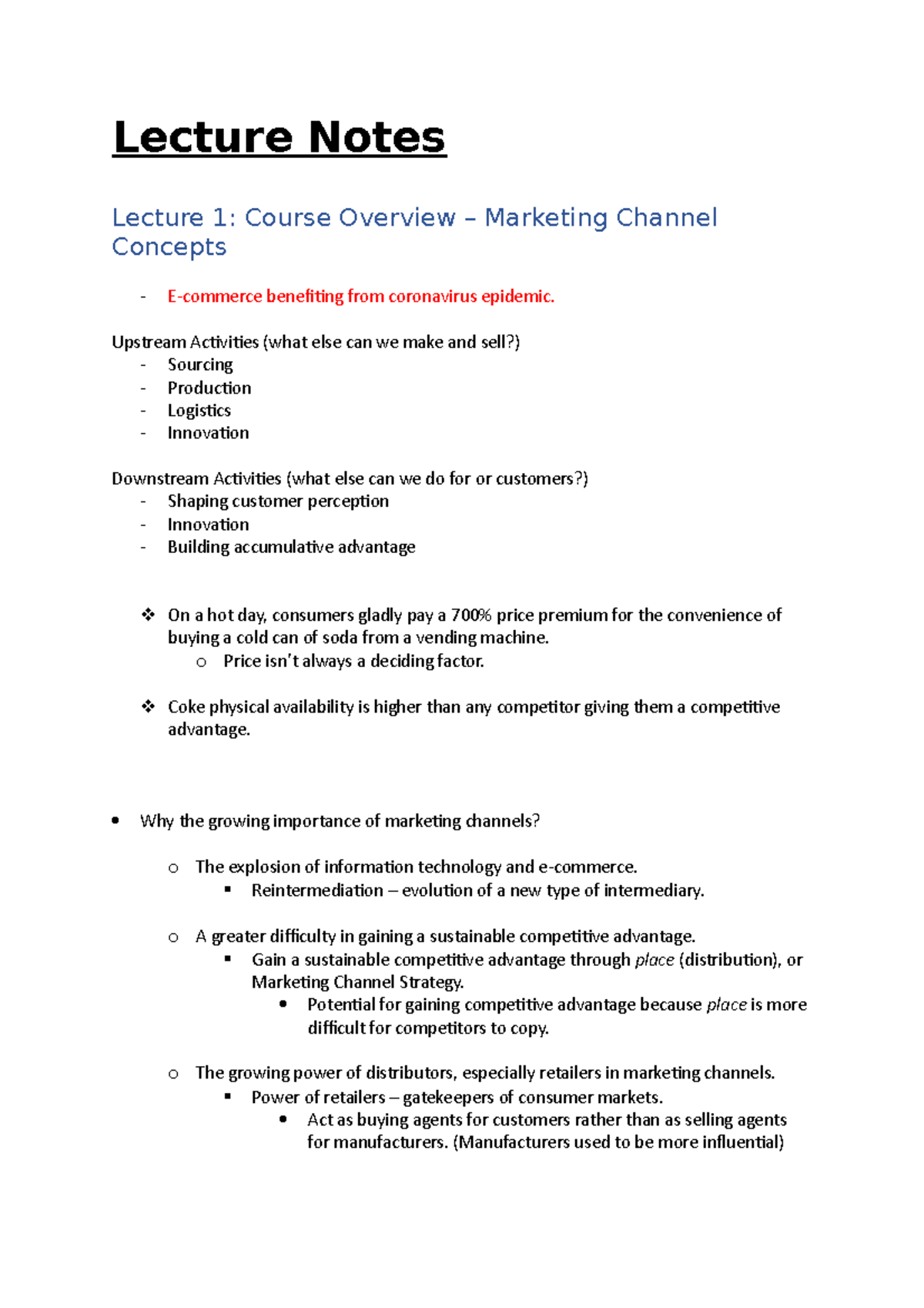 Lecture Notes - Lecture Notes Lecture 1: Course Overview – Marketing ...