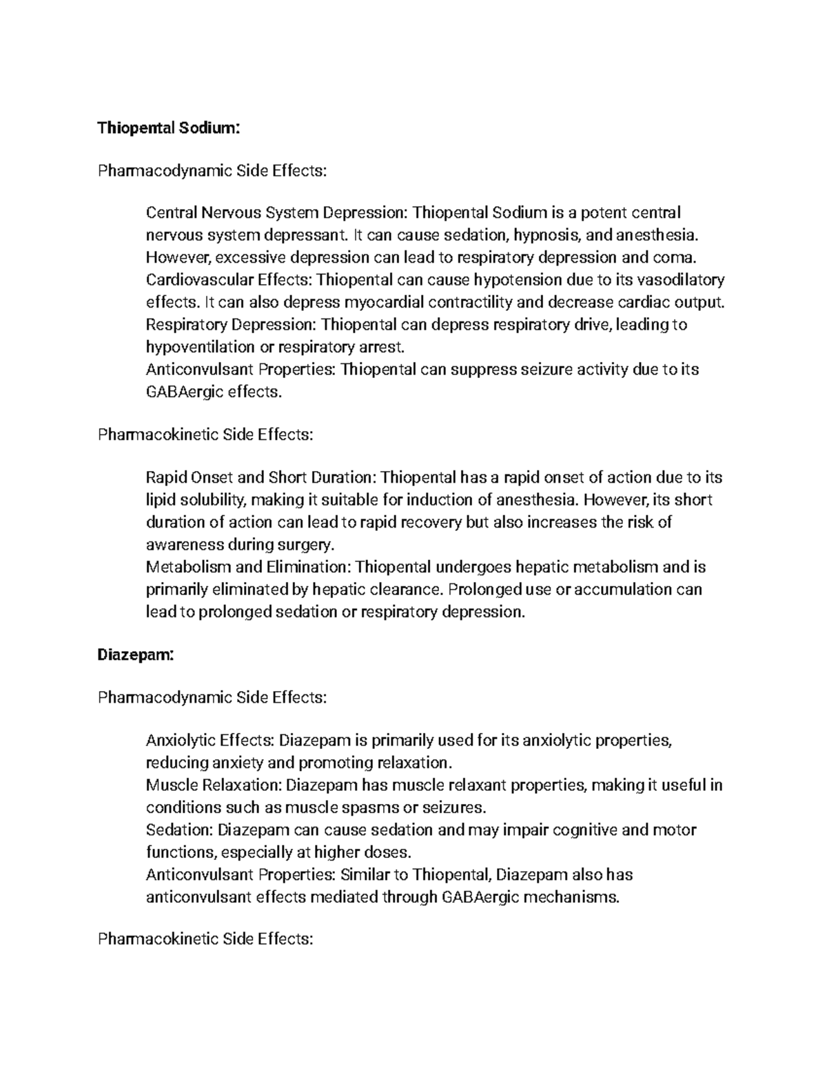 Med chem assignment - Thiopental Sodium: Pharmacodynamic Side Effects ...