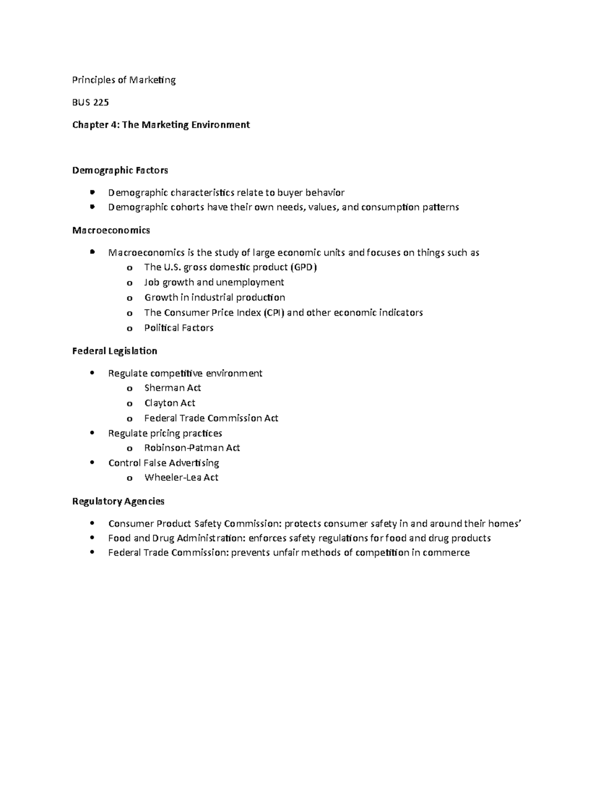 Market 6 - Lecture notes for chapter 4 - Principles of Marketing BUS ...