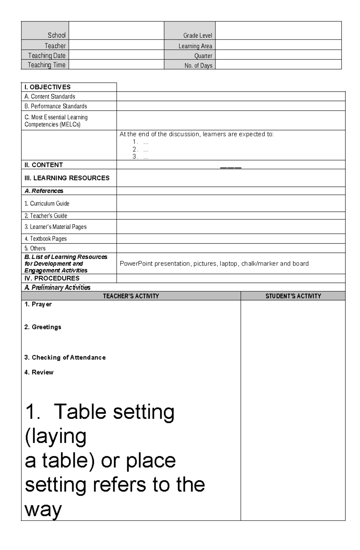 Lplp - School Grade Level Teacher Learning Area Teaching Date Quarter ...