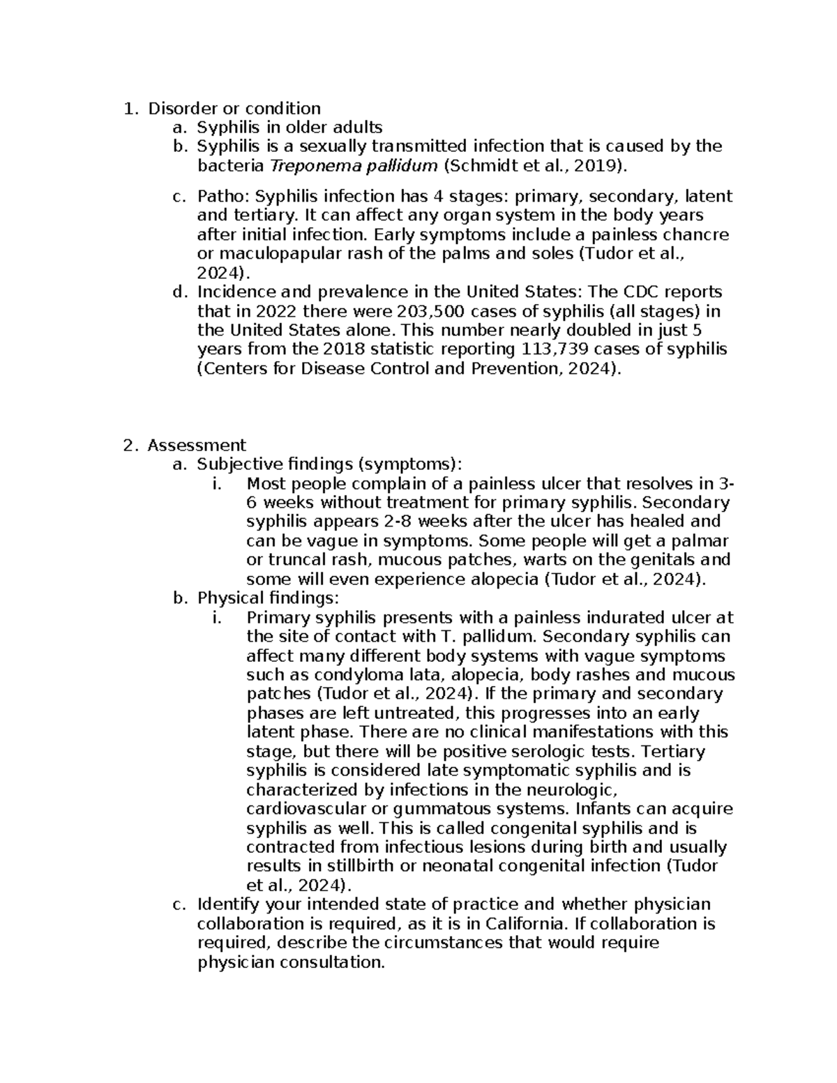 Syphilis - standardized procedure worksheet - Disorder or condition a ...