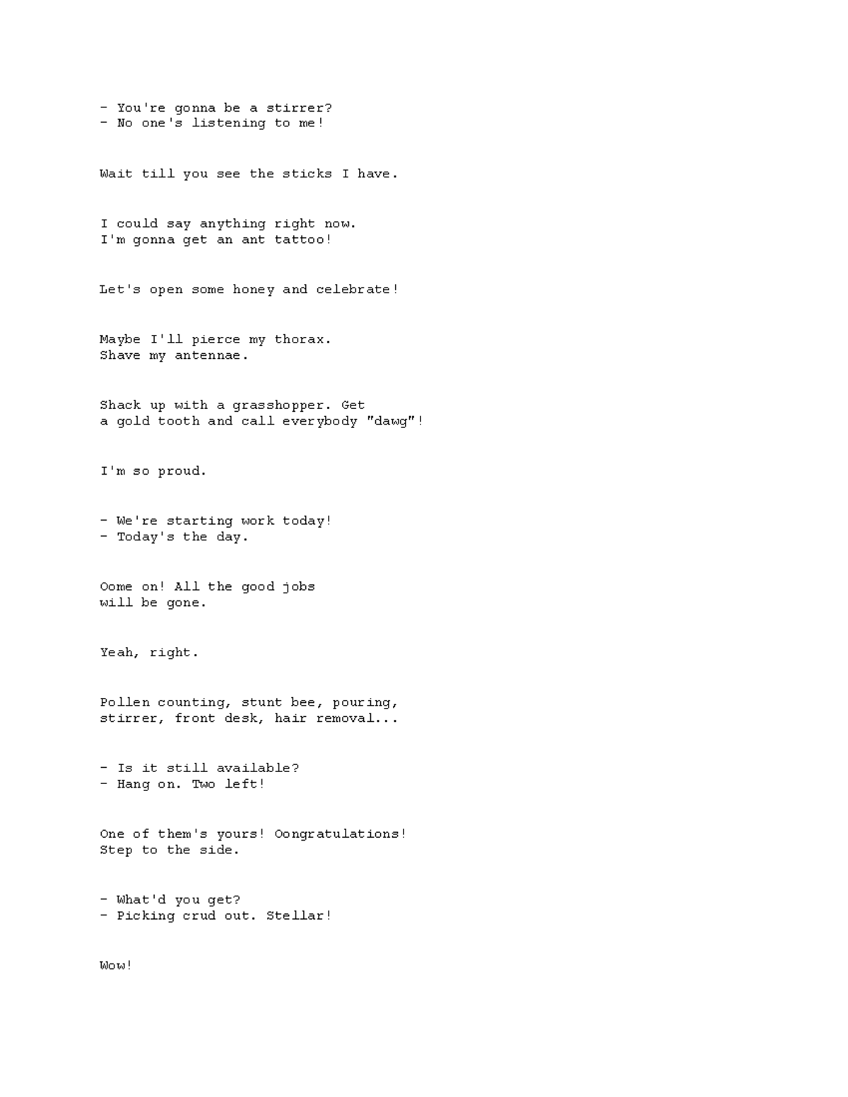 the whole bee movie script pdf