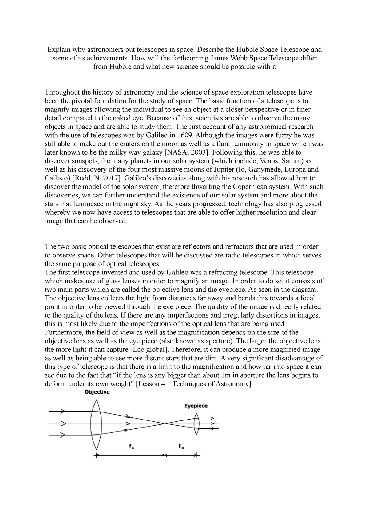 Who wrote the essay hot sale in the world of telescopes