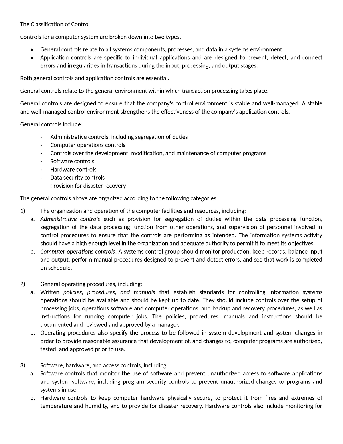 Control and Control Types - The Classification of Control Controls for ...