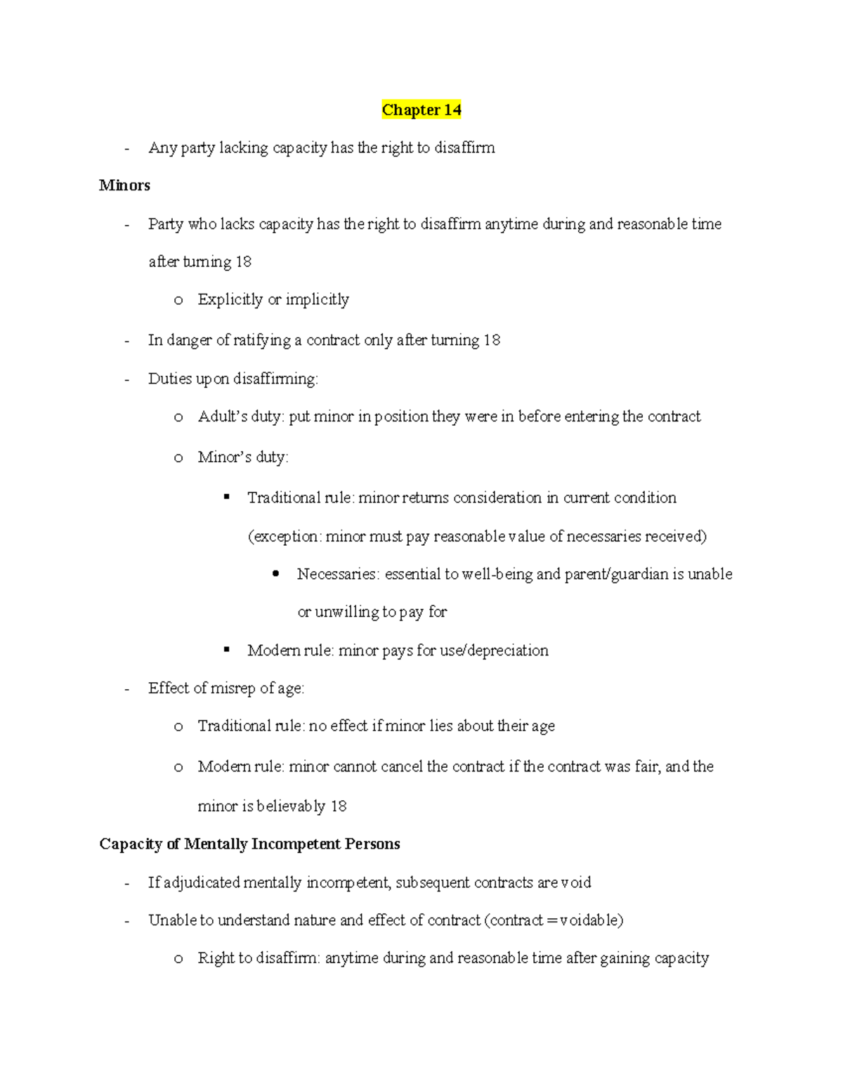 Chapter 14 - Chapter 14 Any party lacking capacity has the right to ...
