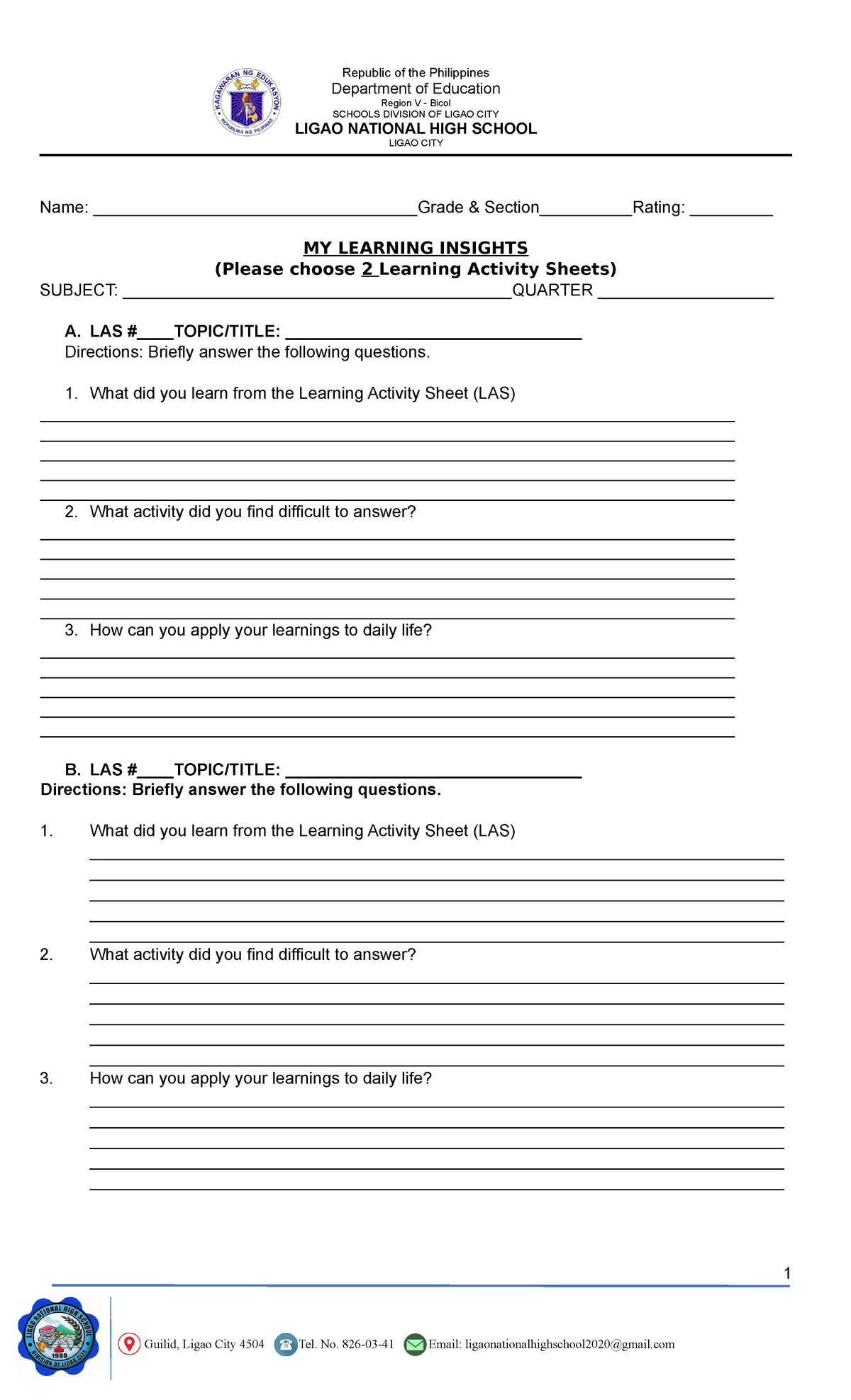 LAS- Learning- Insights - Republic of the Philippines Department of ...