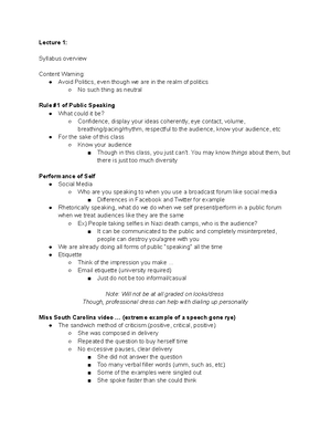 Midterm #1 Study Guide (Public Speaking) - Lecture Notes These are all ...