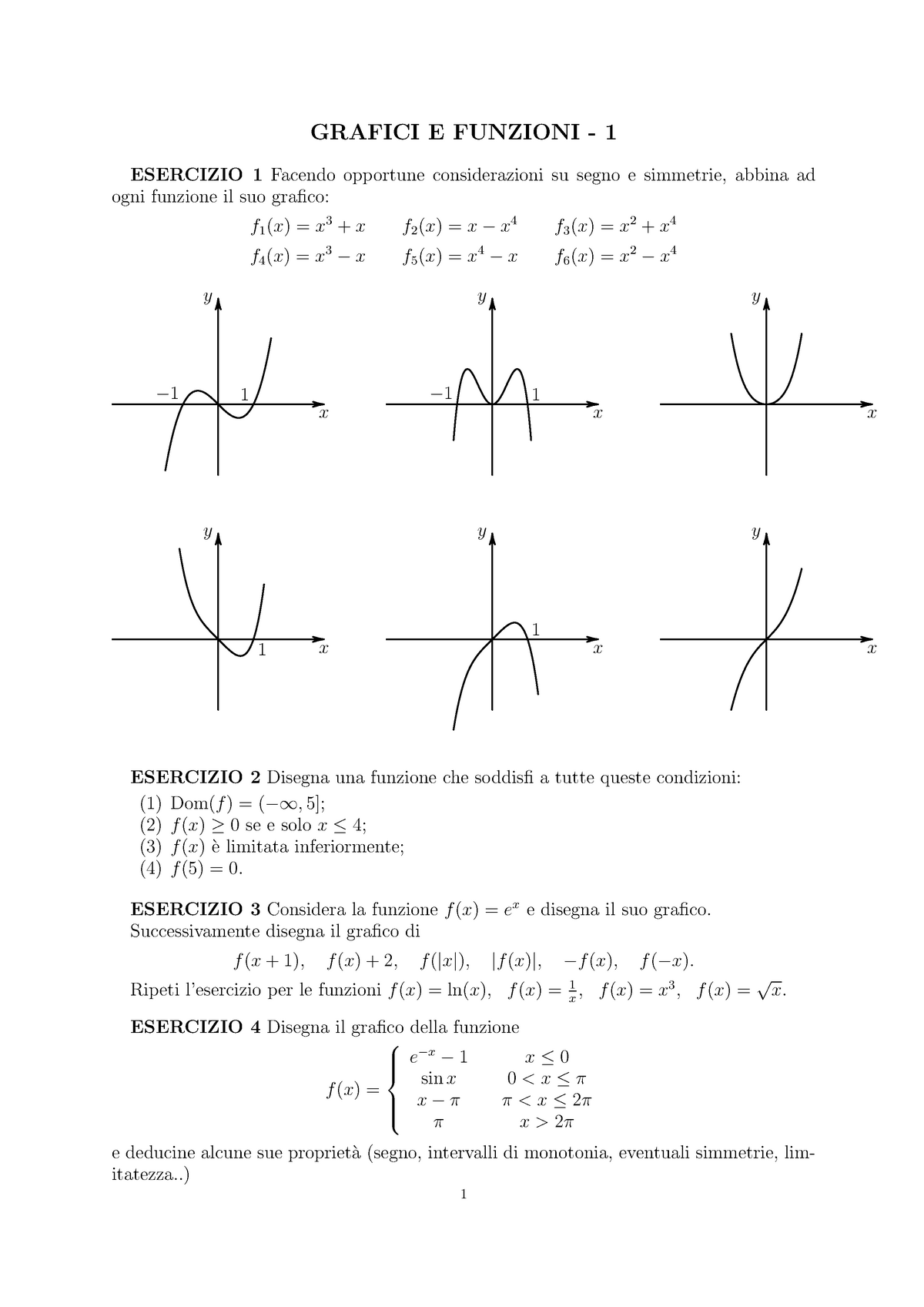 Grafici E Funzioni Esercizi Istituzioni Di Matematiche