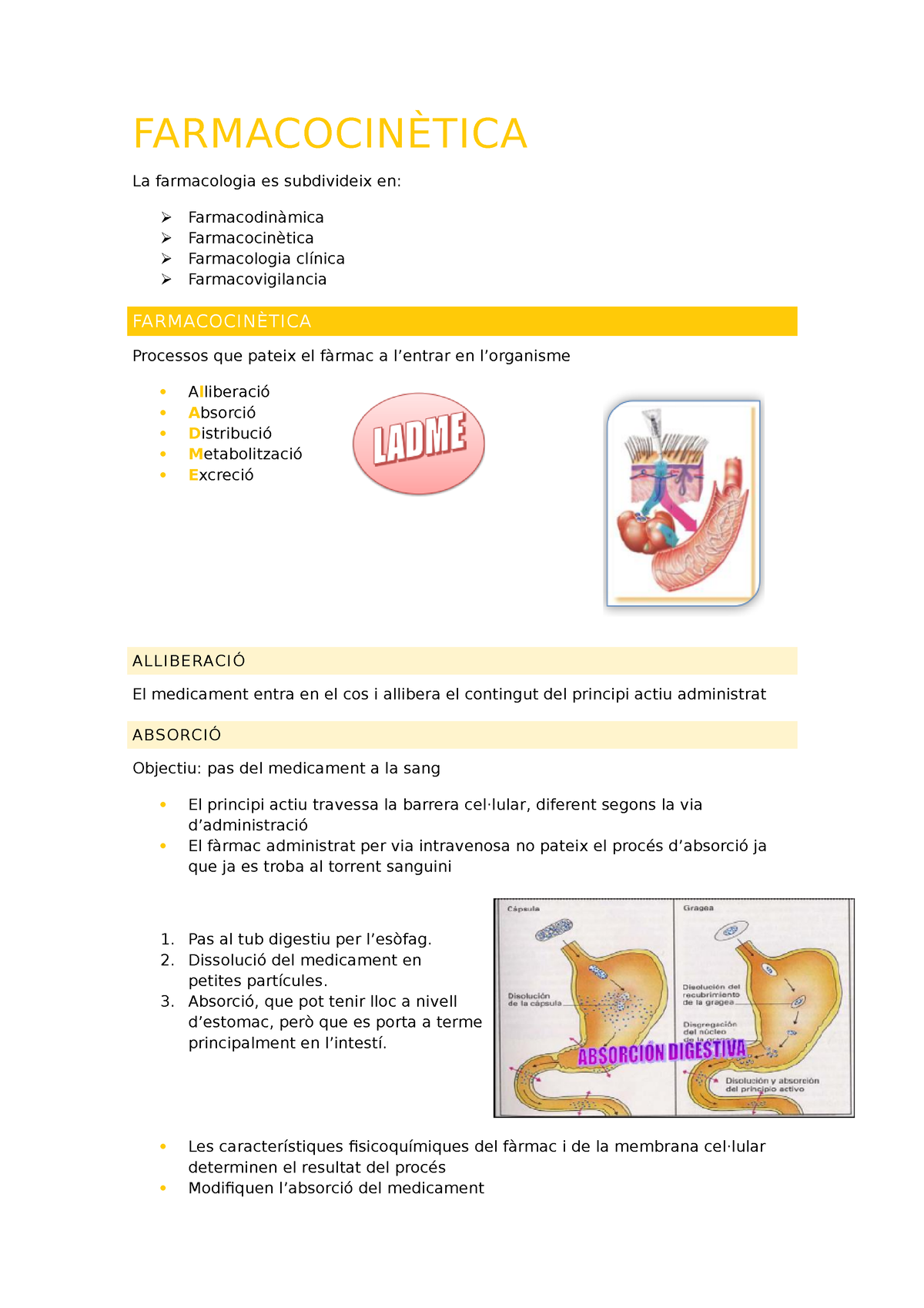 4 Farmacocinètica - FARMACOCINÈTICA La Farmacologia Es Subdivideix En ...