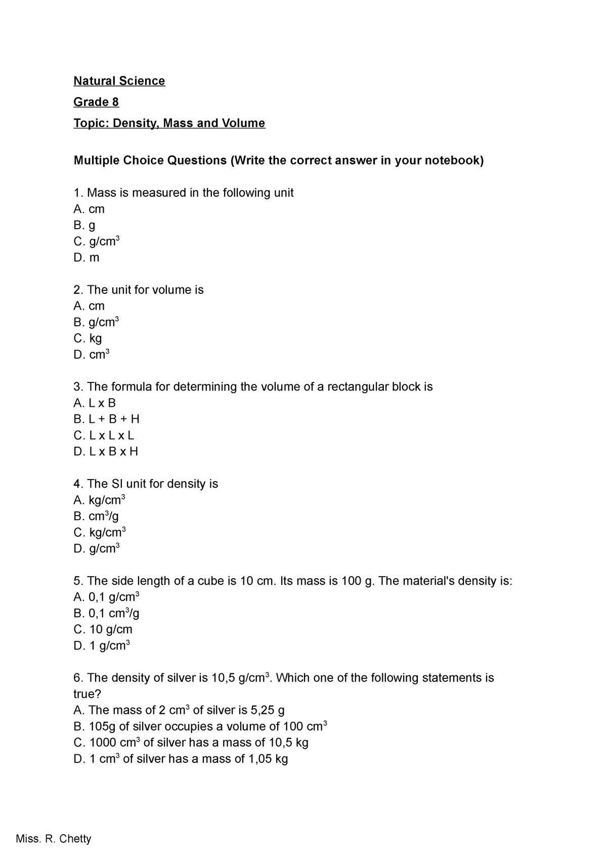 What Is Density 8th Grade