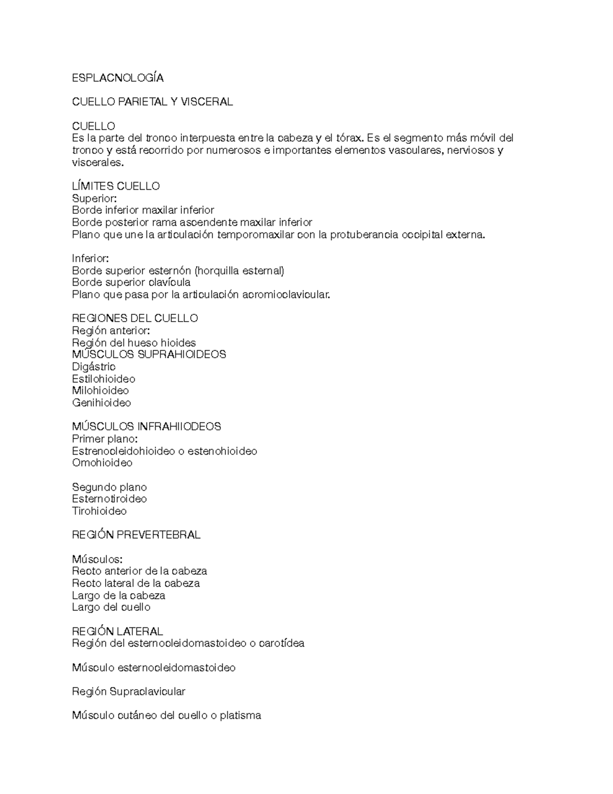 Esplacno Castellano Descifrado - ESPLACNOLOGÍA CUELLO PARIETAL Y ...