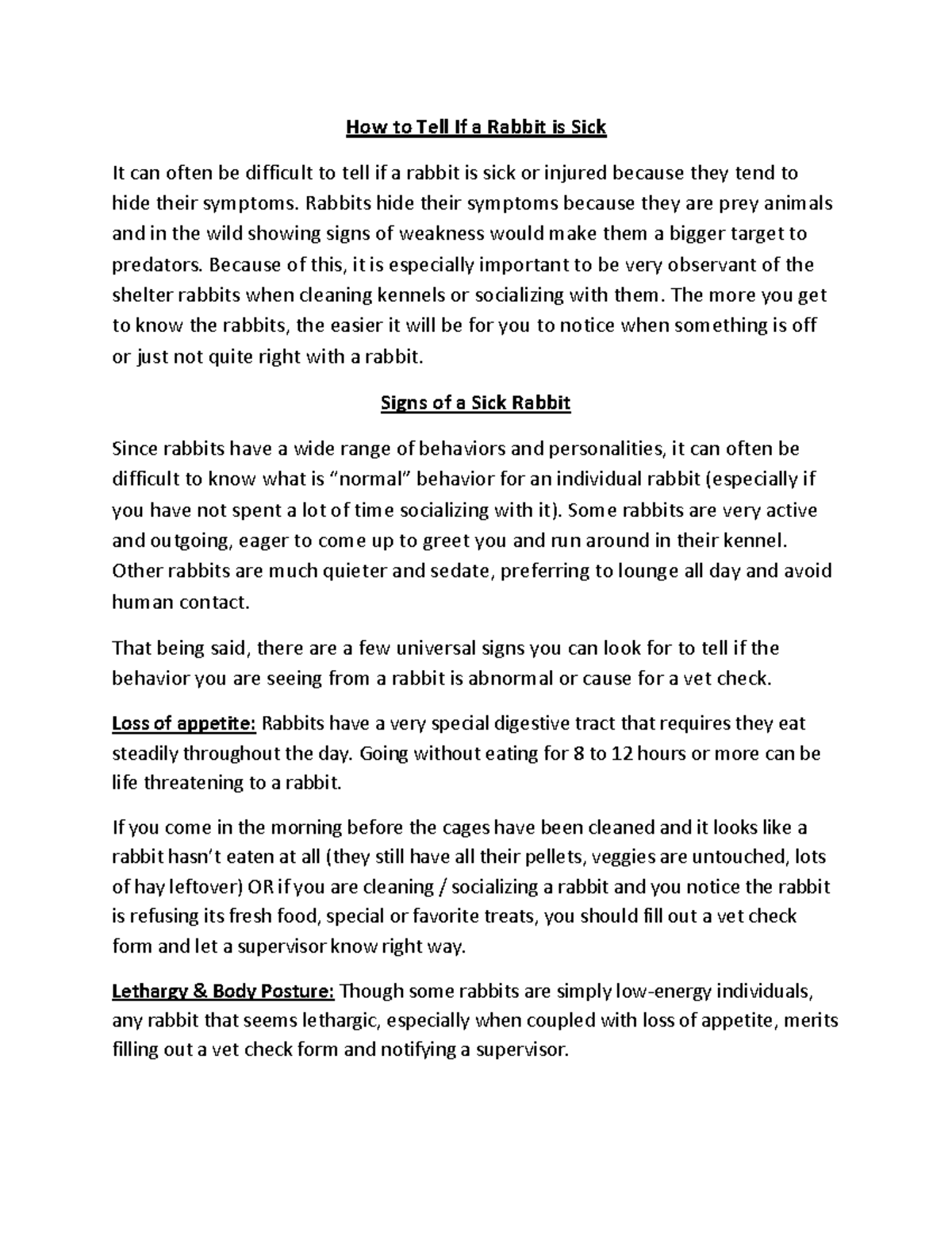 Rabbit-Health - A guide in rabbits and their health - How to Tell If a