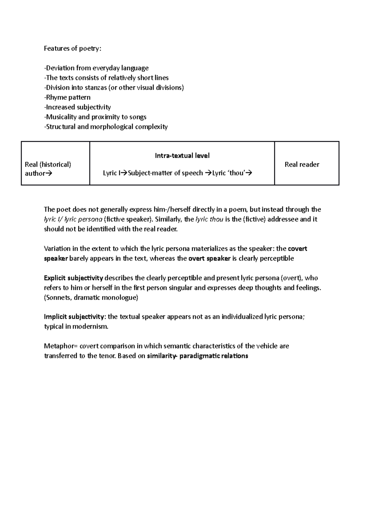 Poetry features& more - main features of poetic texts - Features of ...