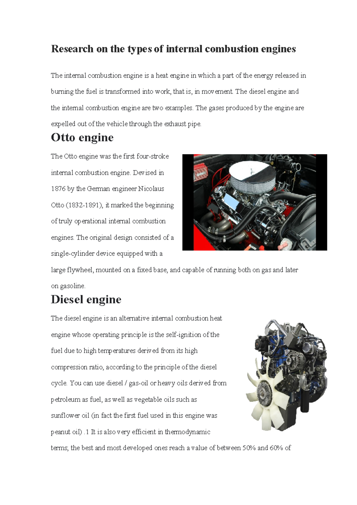 Tarea de Ingles - Research on the types of internal combustion engines ...