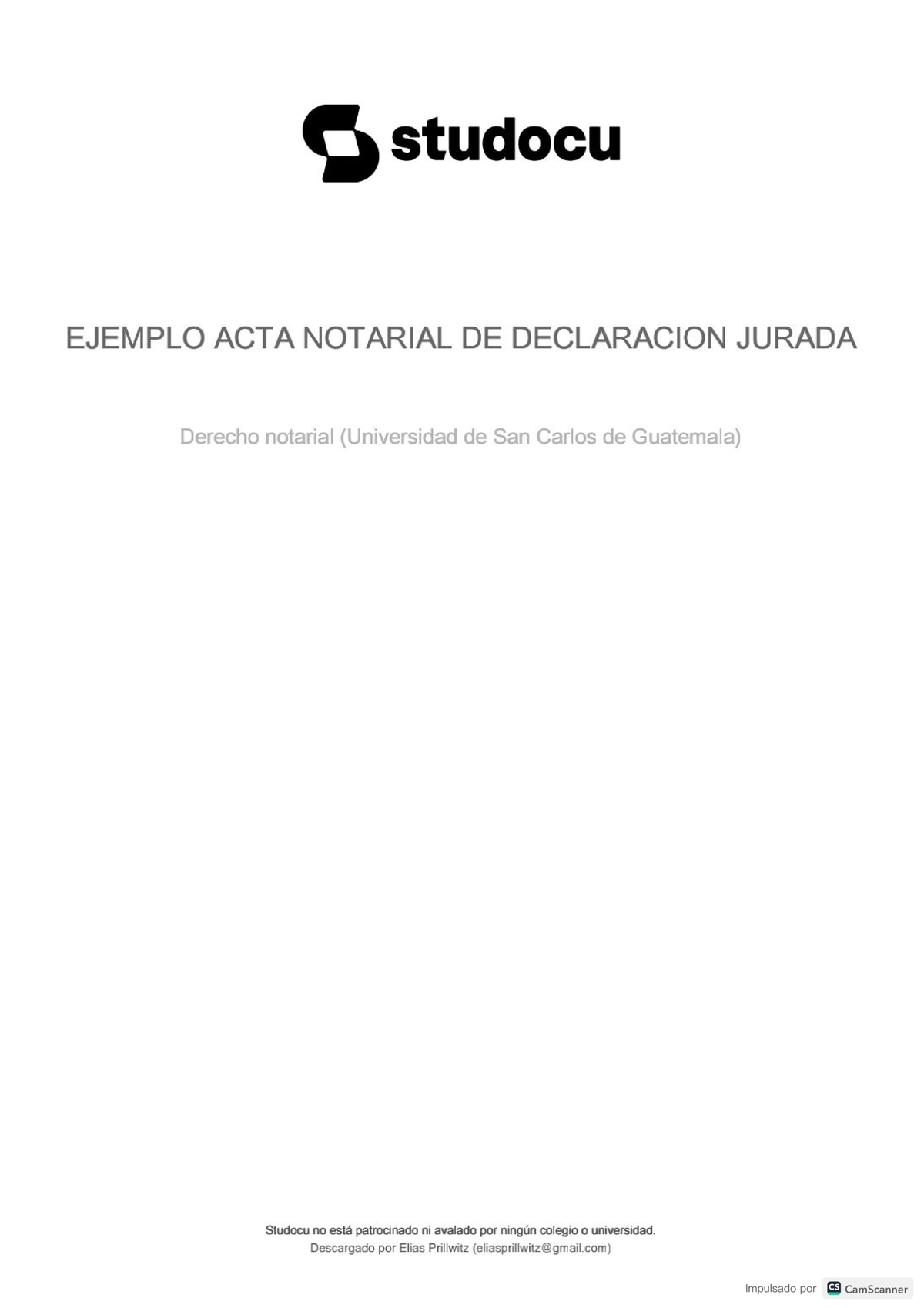 Ejemplo acta notarial de declaracion jurada - Notariado I - Studocu