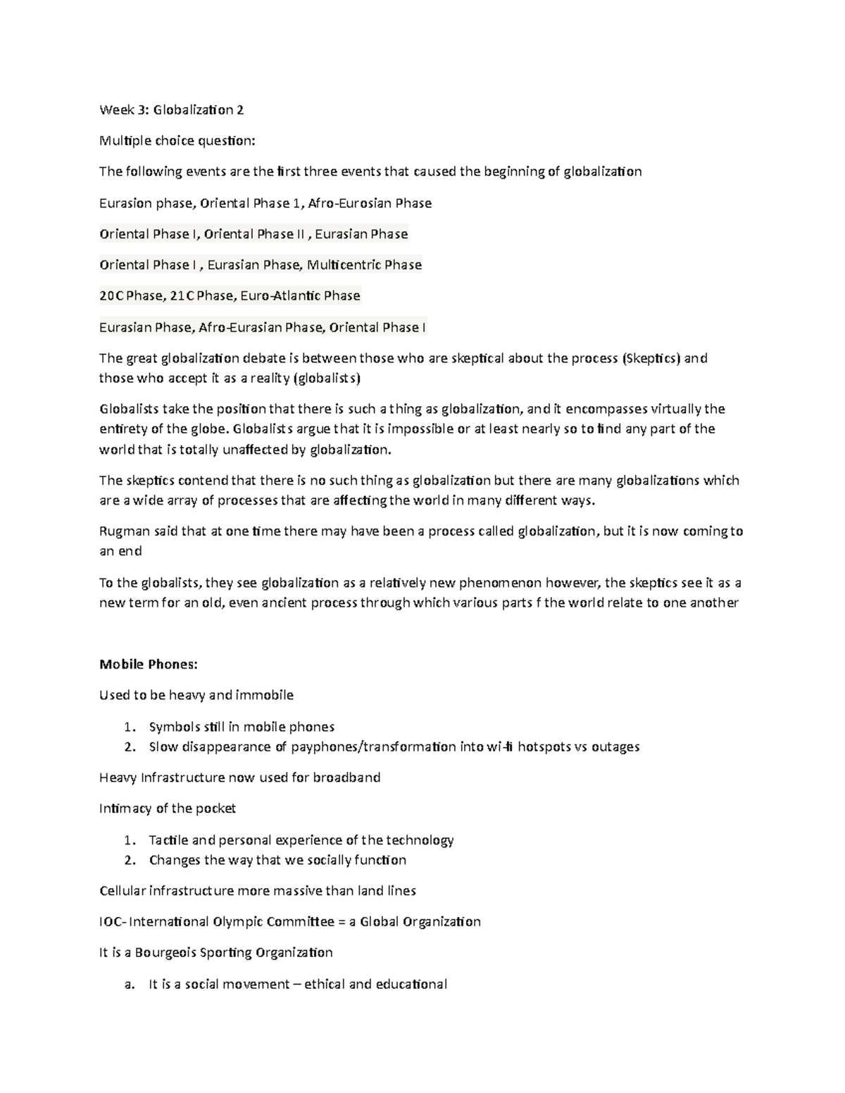 Poli Sci Week 3 - Polisci 21040A notes - Week 3: Globalization 2 ...