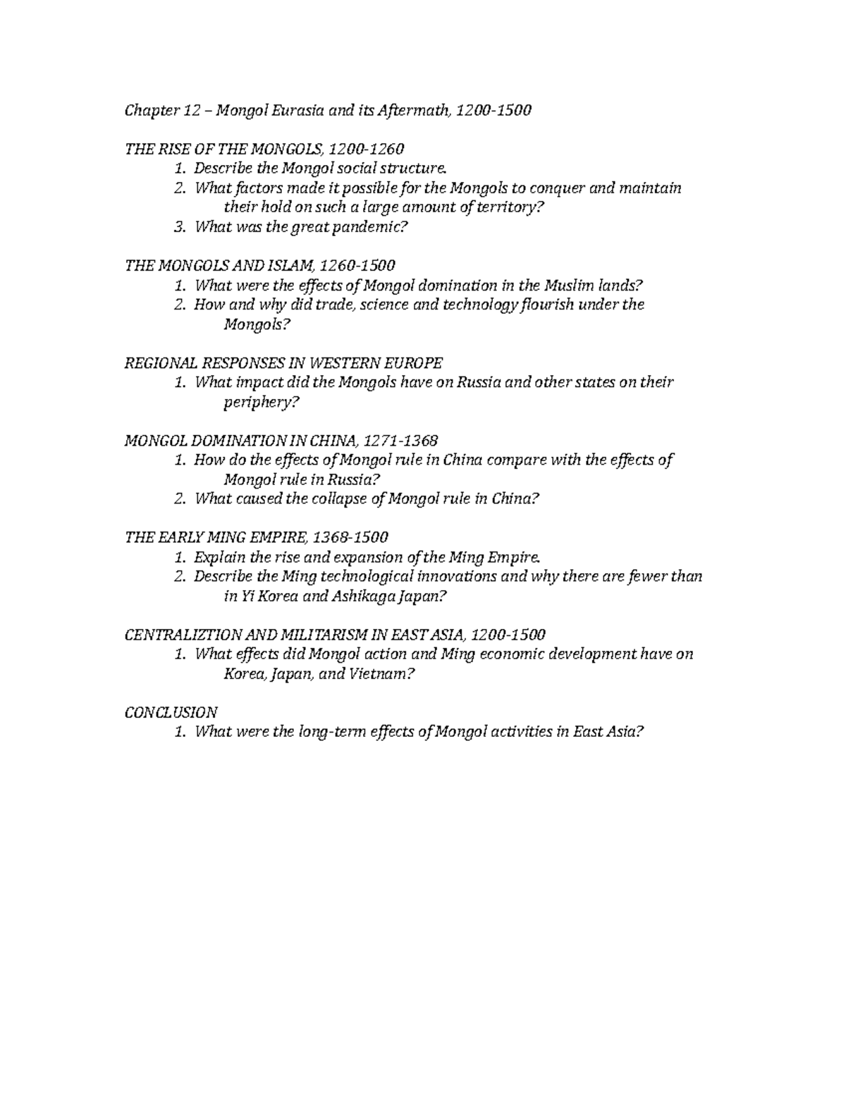 Chapter 12 Mongol Eurasia and its Aftermath - Chapter 12 – Mongol ...