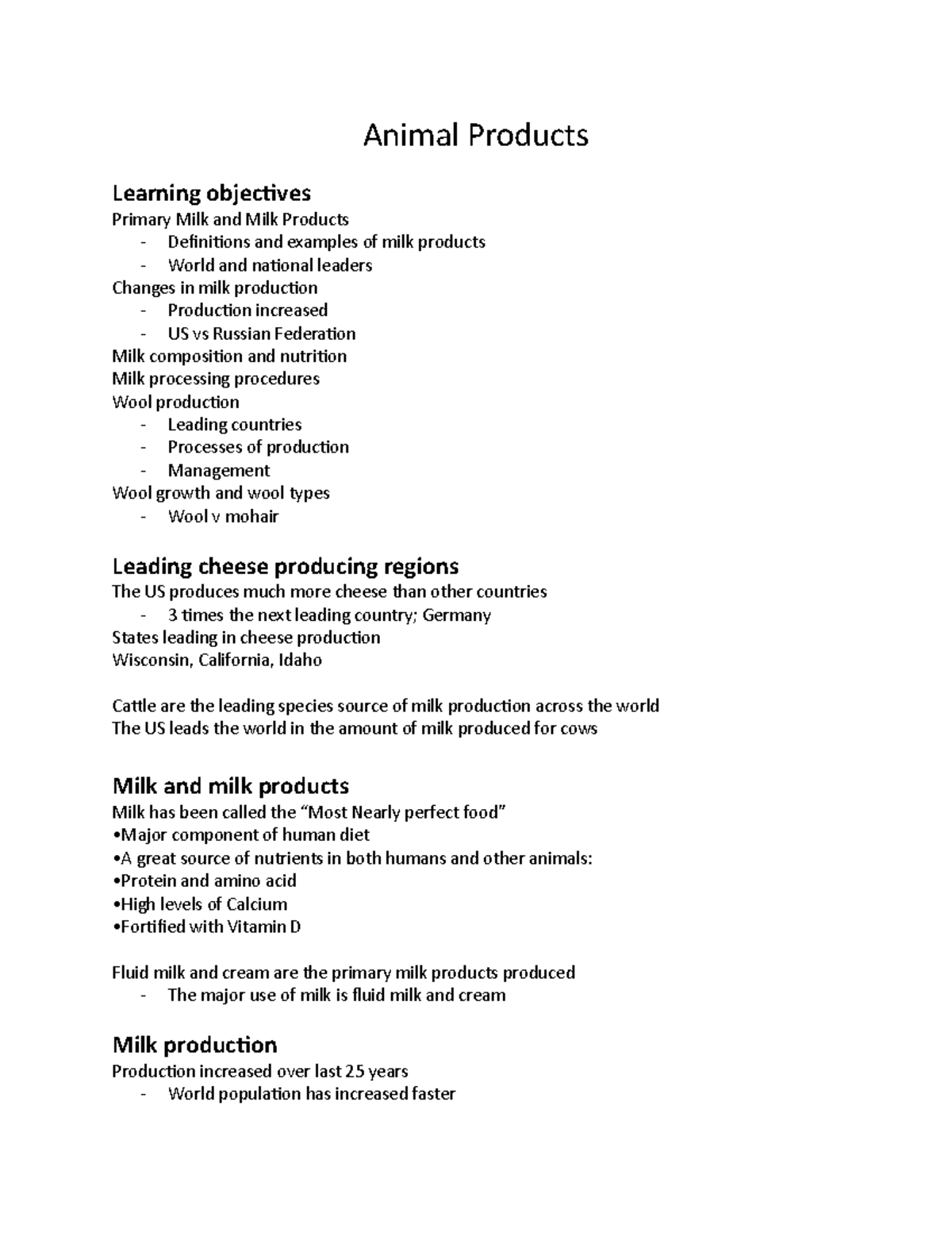 Agri 1419 1 - The lecture notes for her 1.3.2 mod of Ruemke - Animal ...