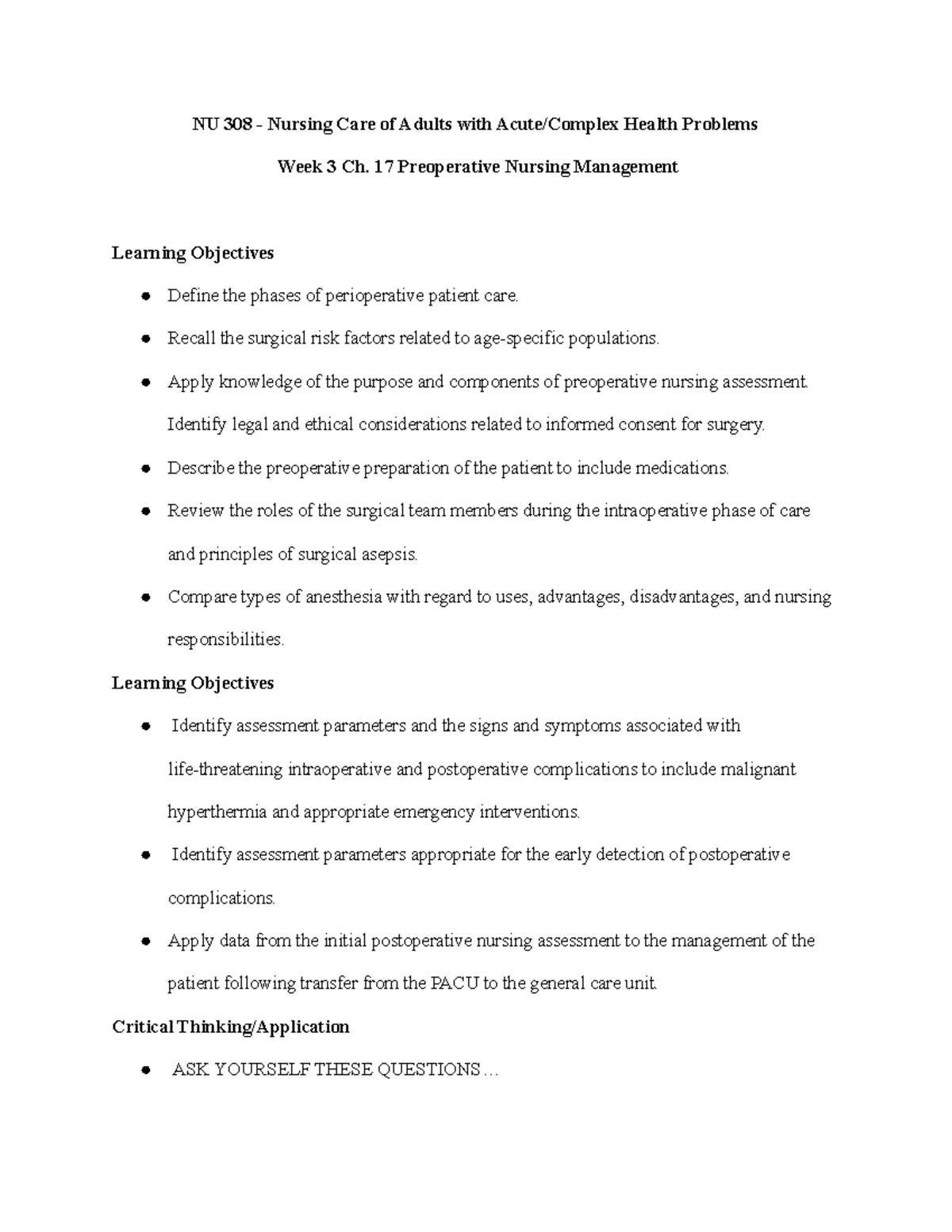 NURS 210 wk 3 - Week-3-Chapter-17 - NU 308 - Nursing Care of Adults ...