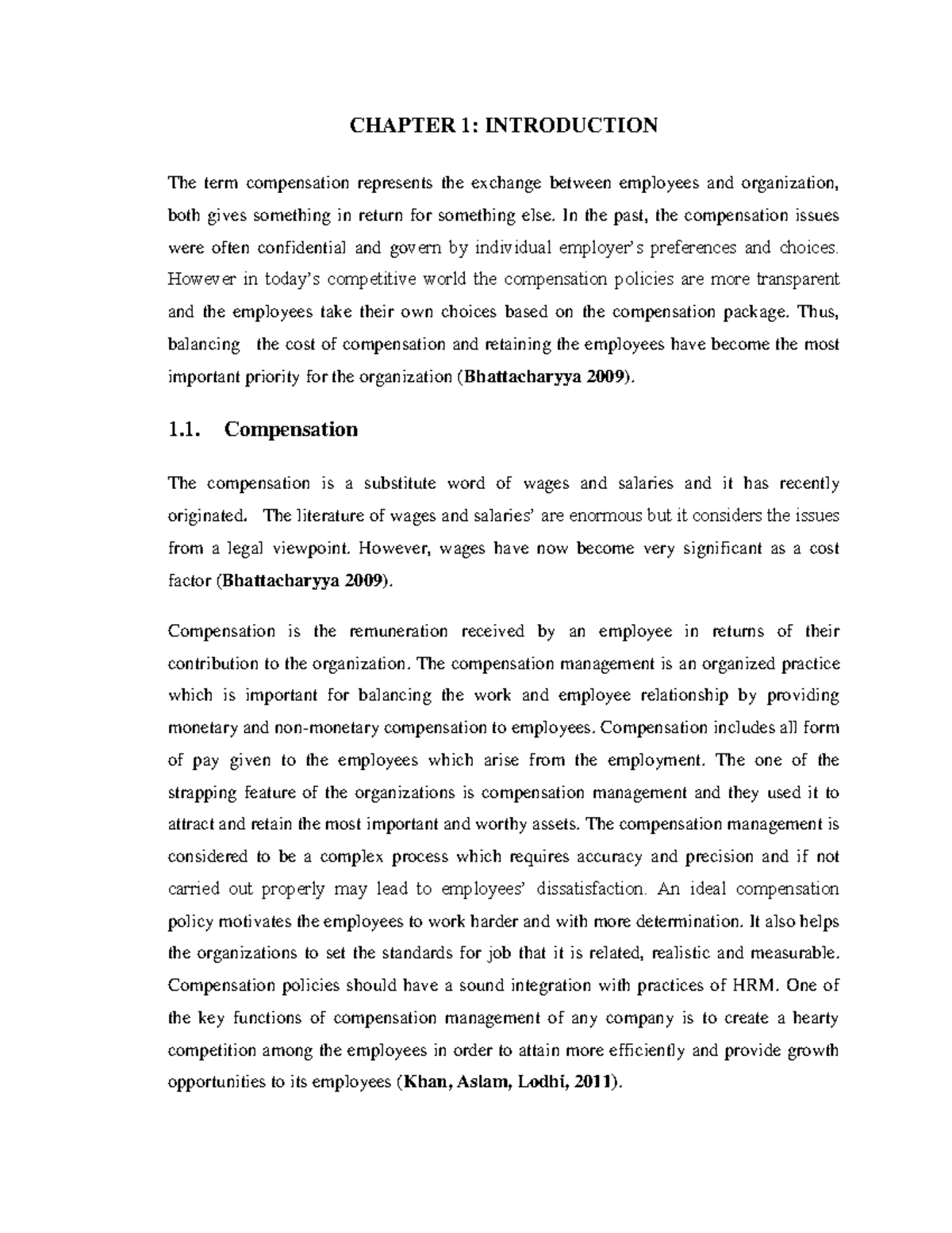 Unit 3 P1 - Slides - CHAPTER 1: INTRODUCTION The Term Compensation ...